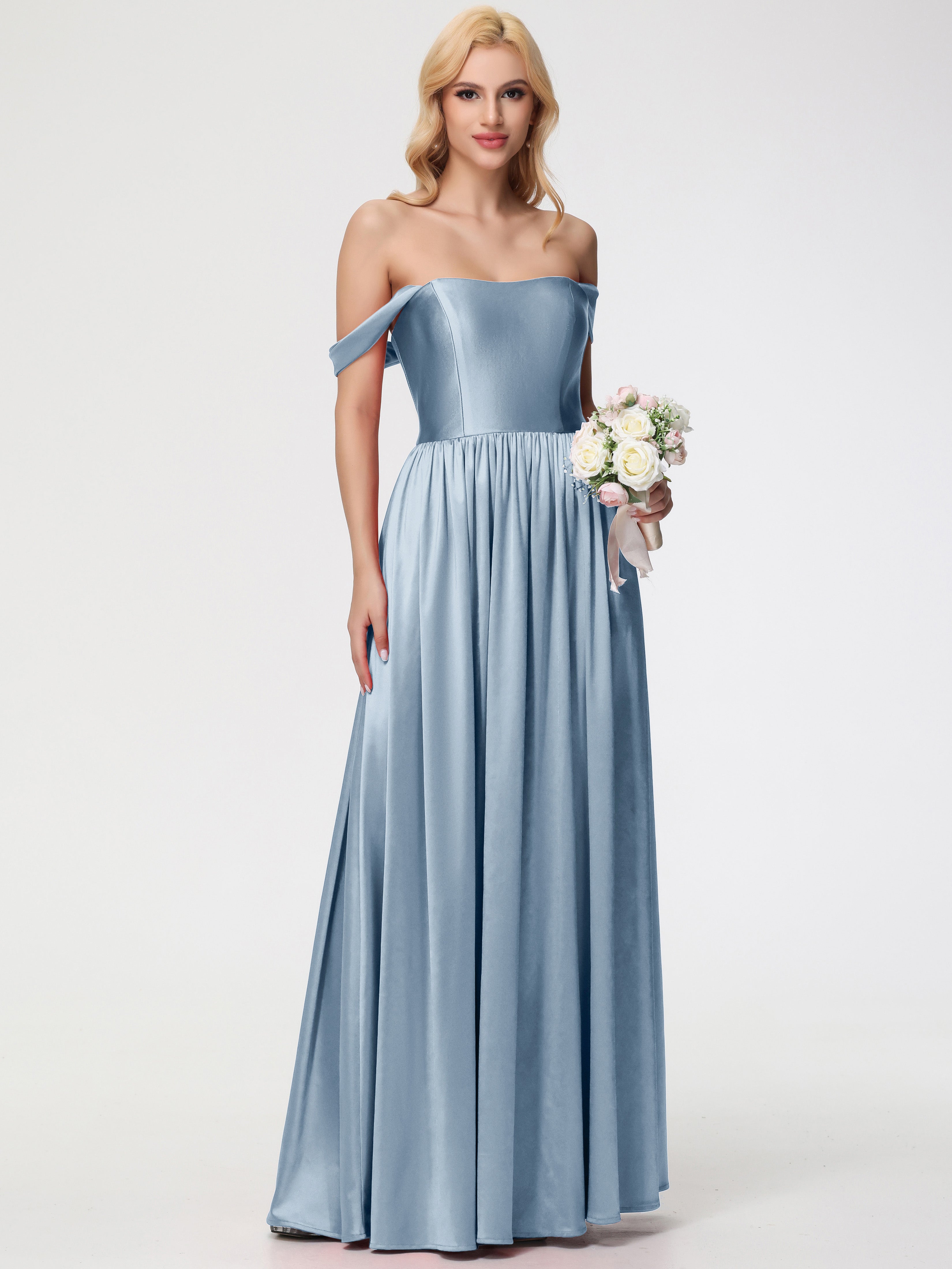 Stretchy Bridesmaid Dresses Off The Shoulder A-Line Strapless Long Str Stretchy Bridesmaid Dresses Off The Shoulder A-Line Strapless Long Str