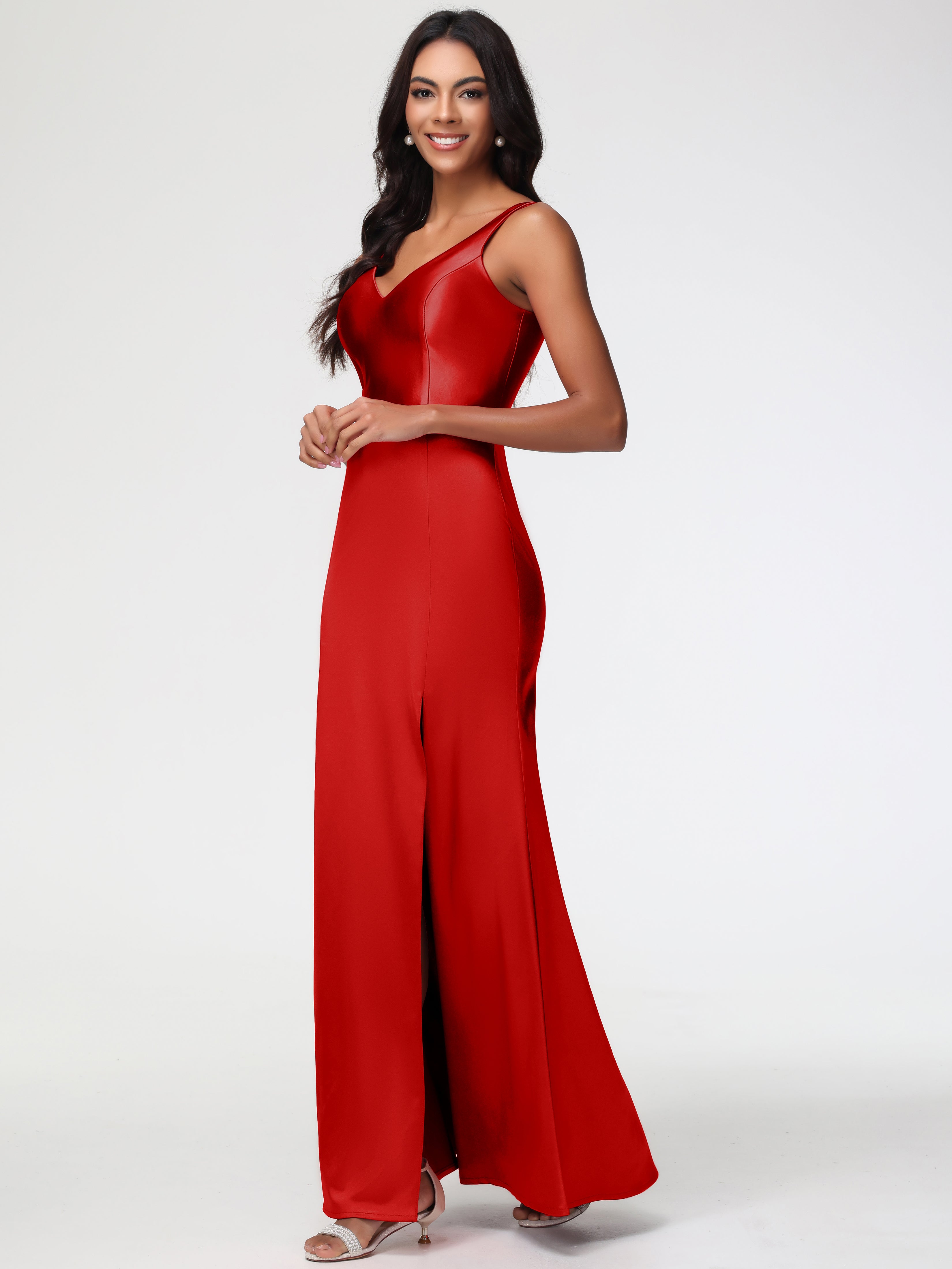 Red Prom Dress UK Elegant Sleeveless Sheath/Column V-Neck Floor Length Red Prom Dress UK Elegant Sleeveless Sheath/Column V-Neck Floor Length