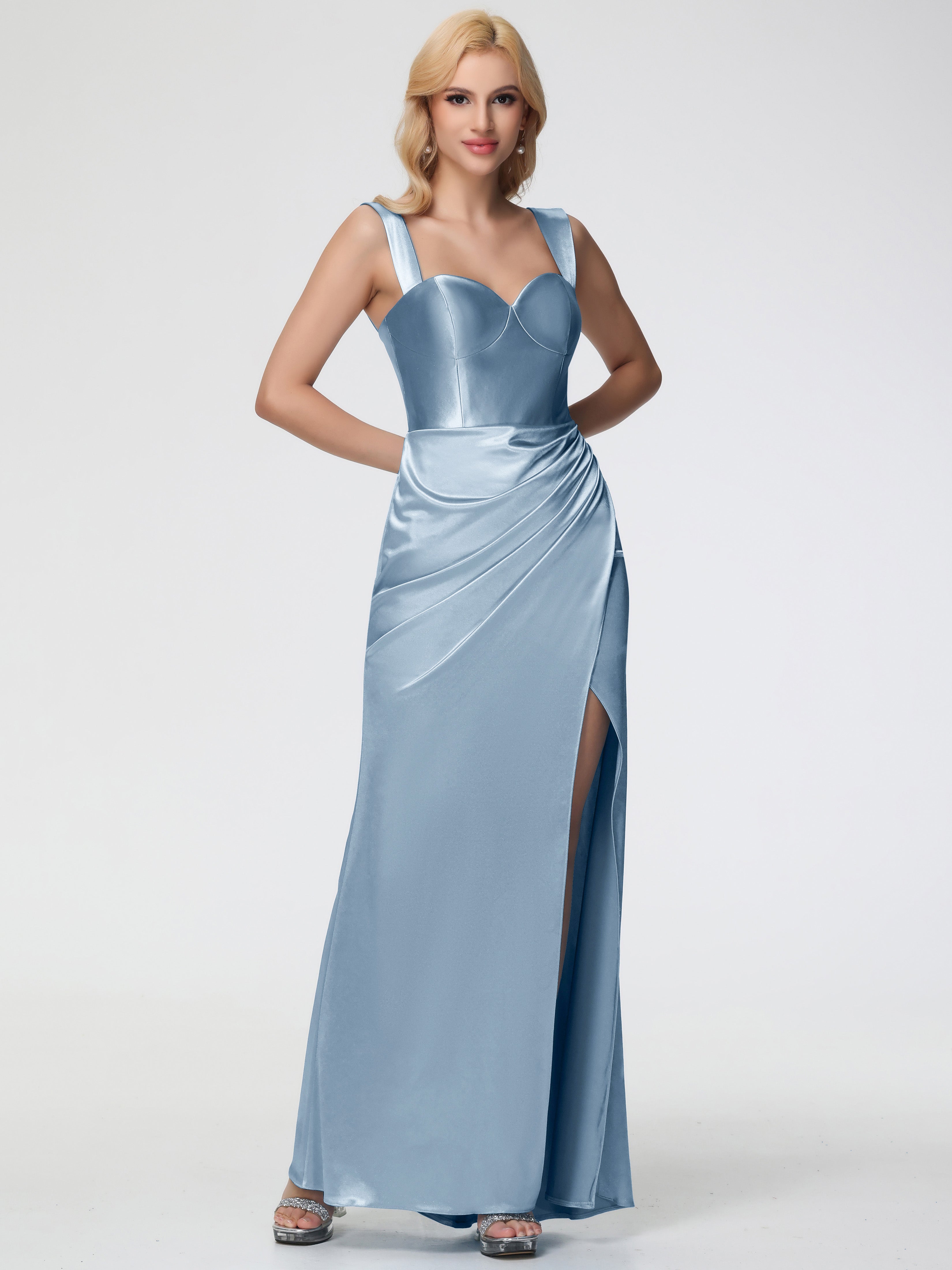 Satin Bridesmaid Dresses Trumpet/Mermaid Convertible Straps Long Stret Satin Bridesmaid Dresses Trumpet/Mermaid Convertible Straps Long Stret