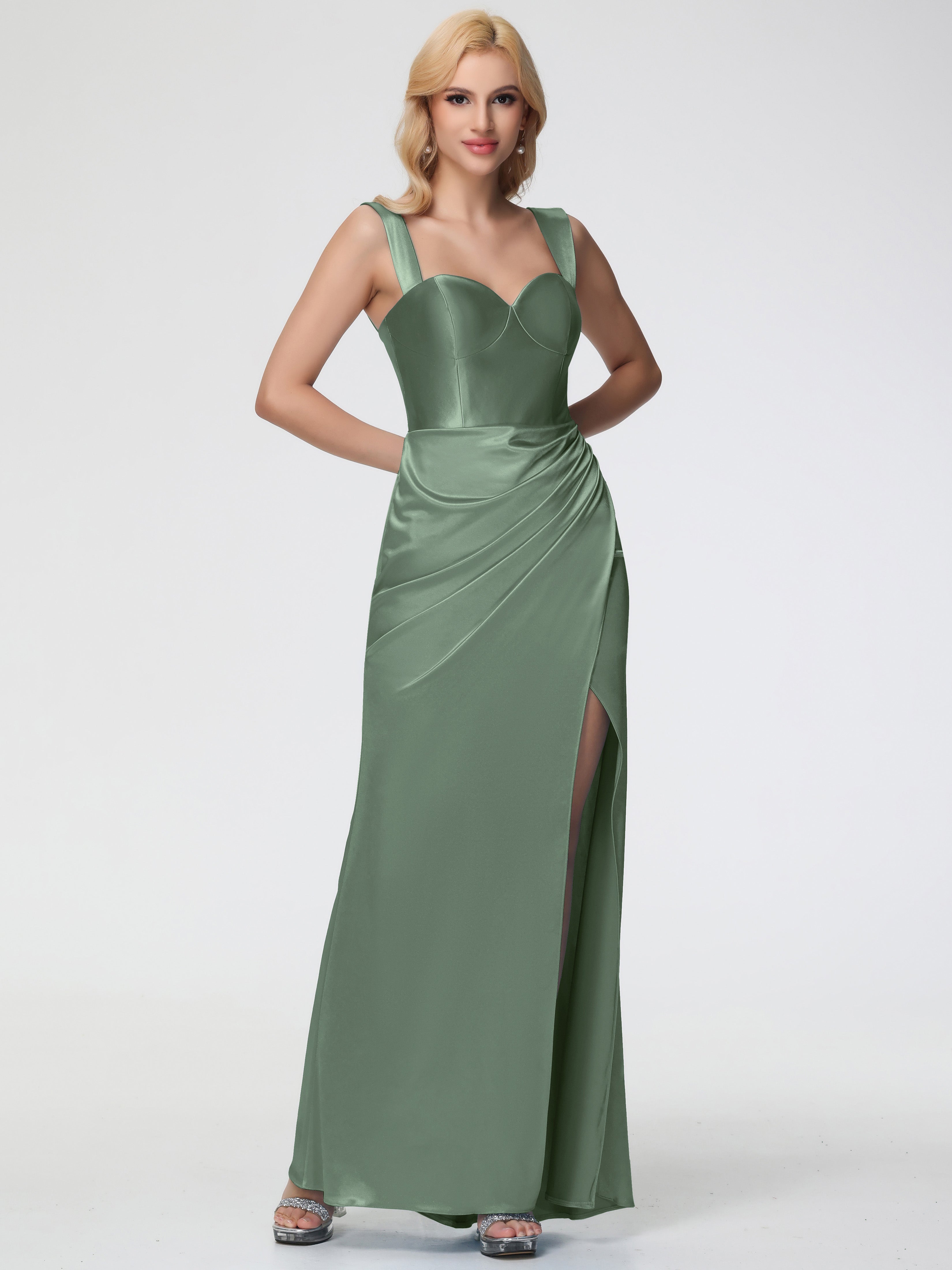 Olive Green Bridesmaid Dresses Satin Trumpet/Mermaid Convertible Strap Olive Green Bridesmaid Dresses Satin Trumpet/Mermaid Convertible Strap