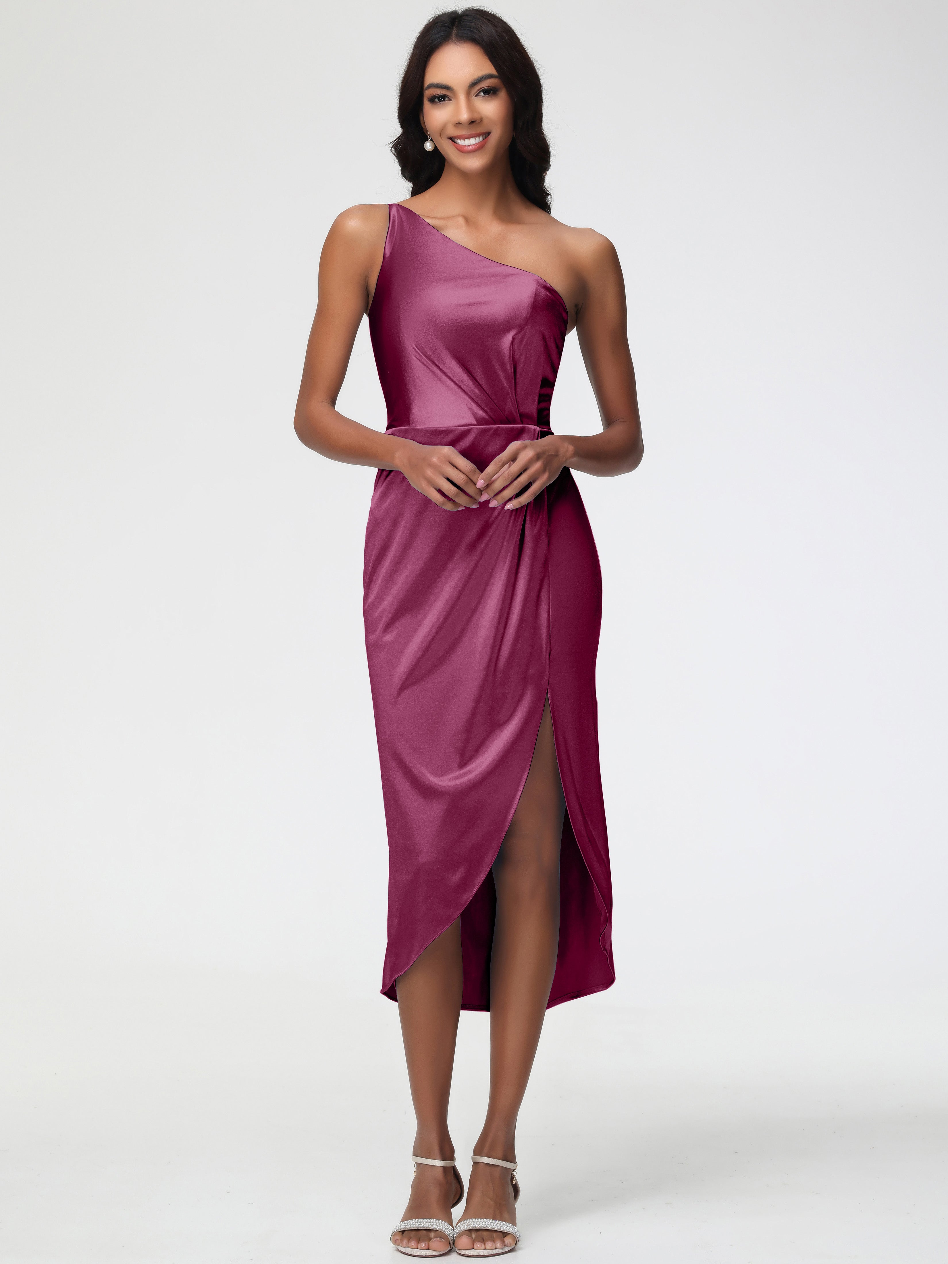 Regency Sheath Tea-Length U Neck Prom Dress