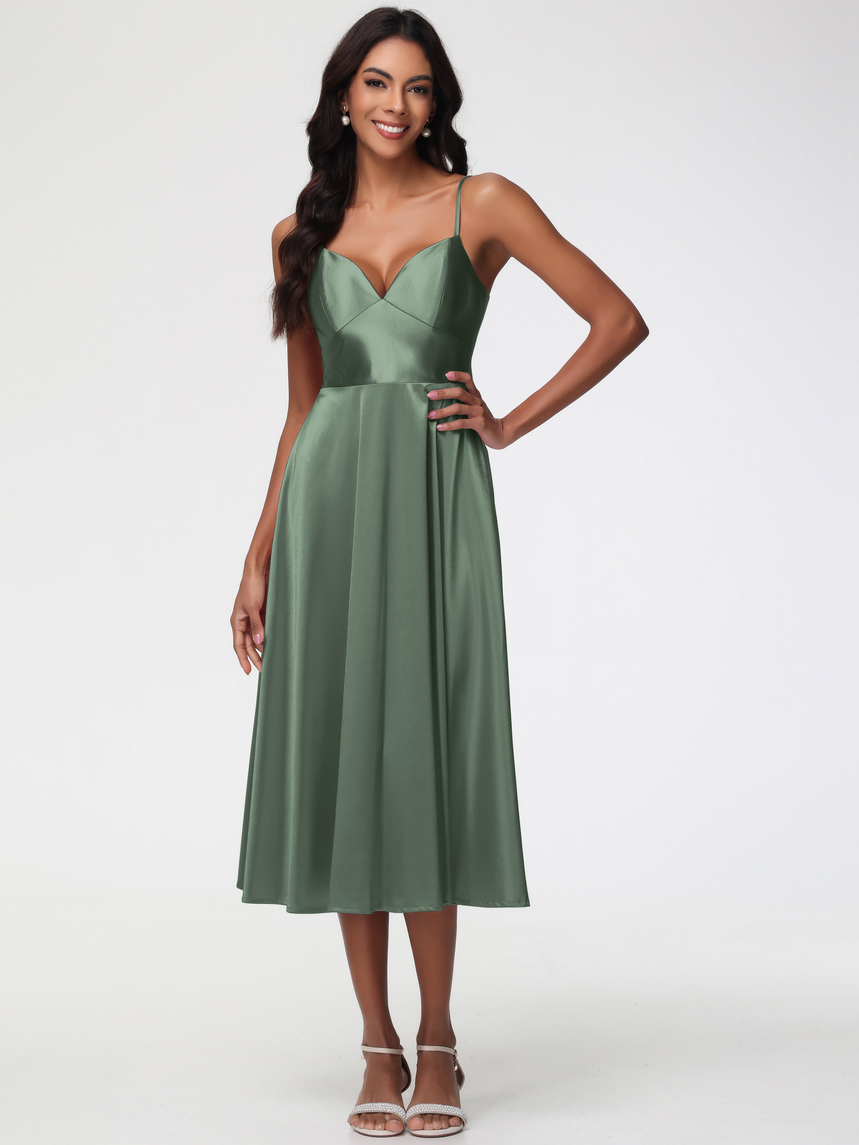 Olive Green Short Prom Dresses Stretch Satin Simple A Line Spaghetti S Olive Green Short Prom Dresses Stretch Satin Simple A Line Spaghetti S