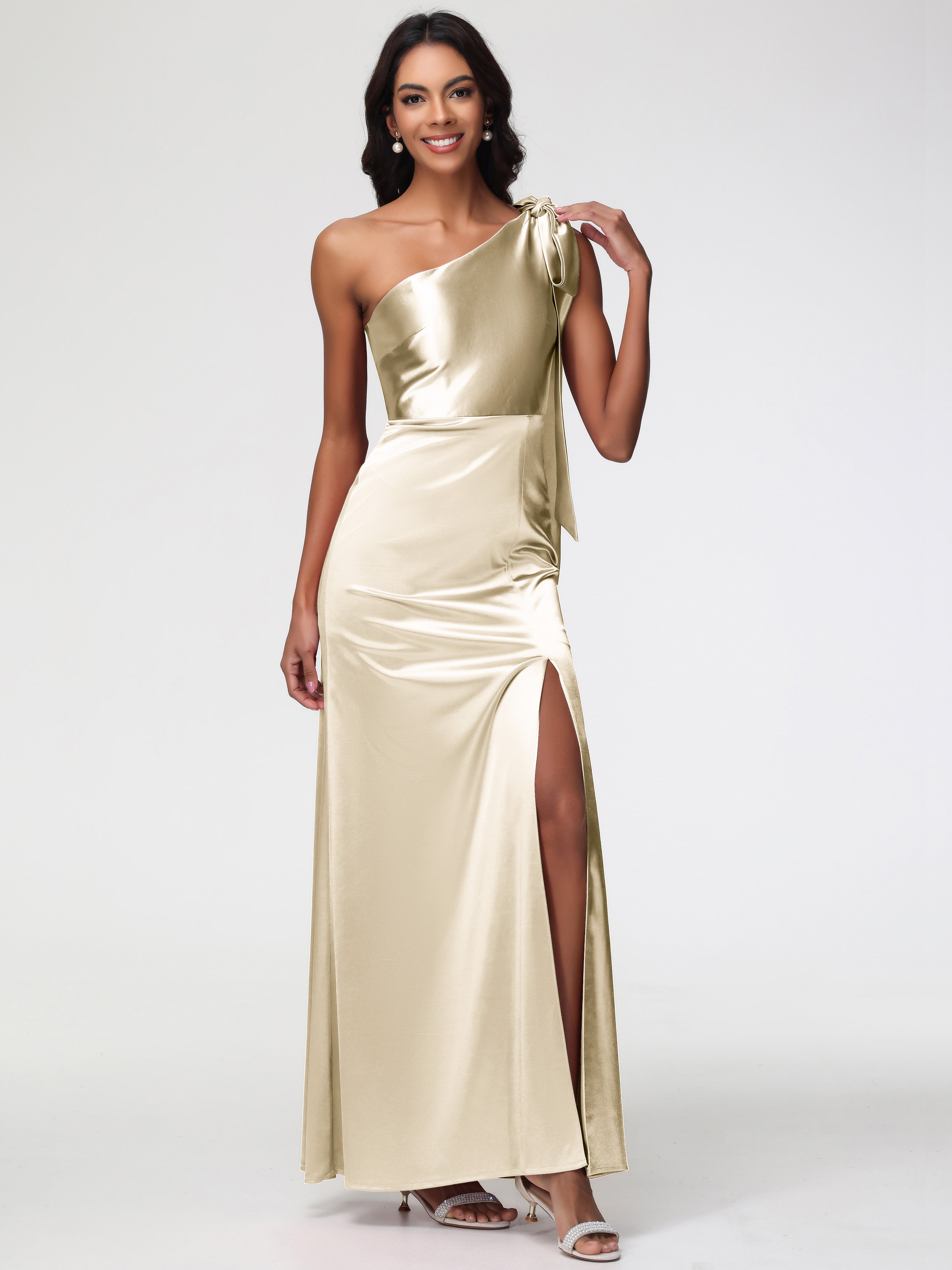champagne gold bridesmaid dresses uk Bridesmaids Maxi Dress | Satin Maxi Dress