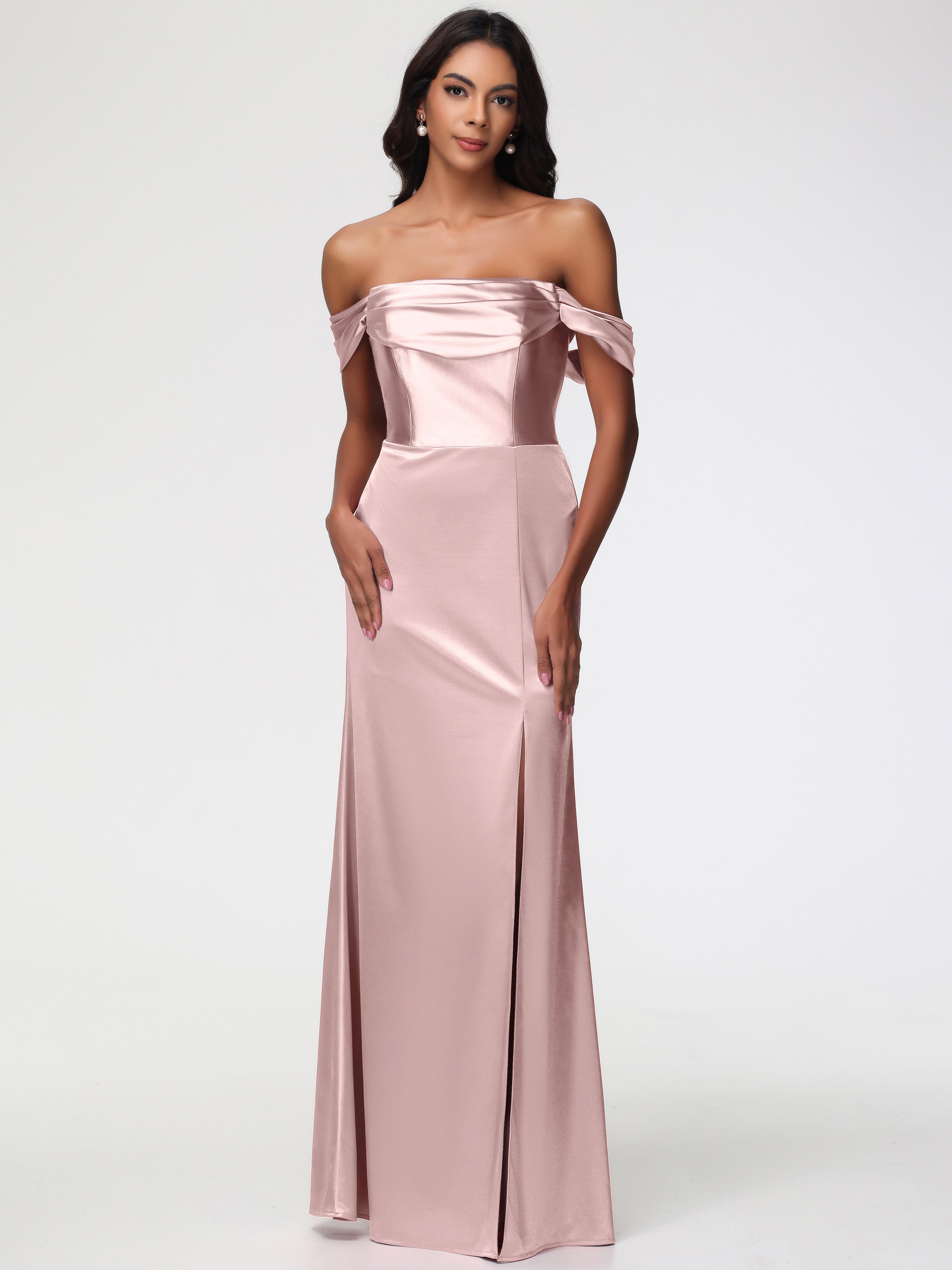 Dark Dusty Rose Bridesmaid Dresses Sheath/Column Off The Shoulder Mini