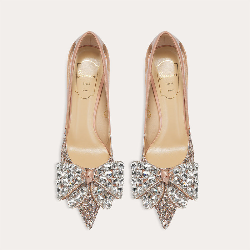 Women's High Heels with Diamonds Bridesmaid Shoes