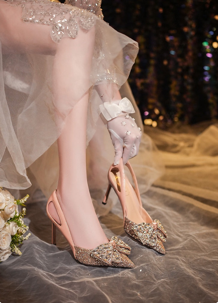 Women's High Heels with Diamonds Bridesmaid Shoes