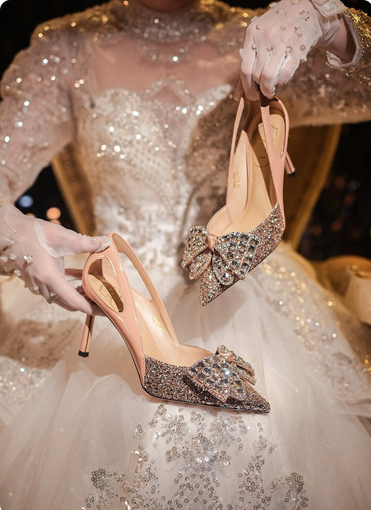 Women's High Heels with Diamonds Bridesmaid Shoes