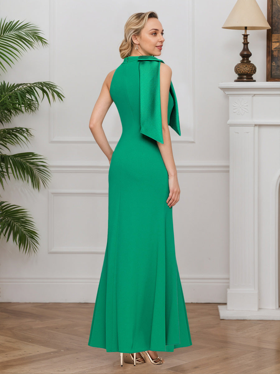 Cicinia Emerald Mother Of The Bride Dresses Stretch Fabric Halter Sleeveless Trumpet