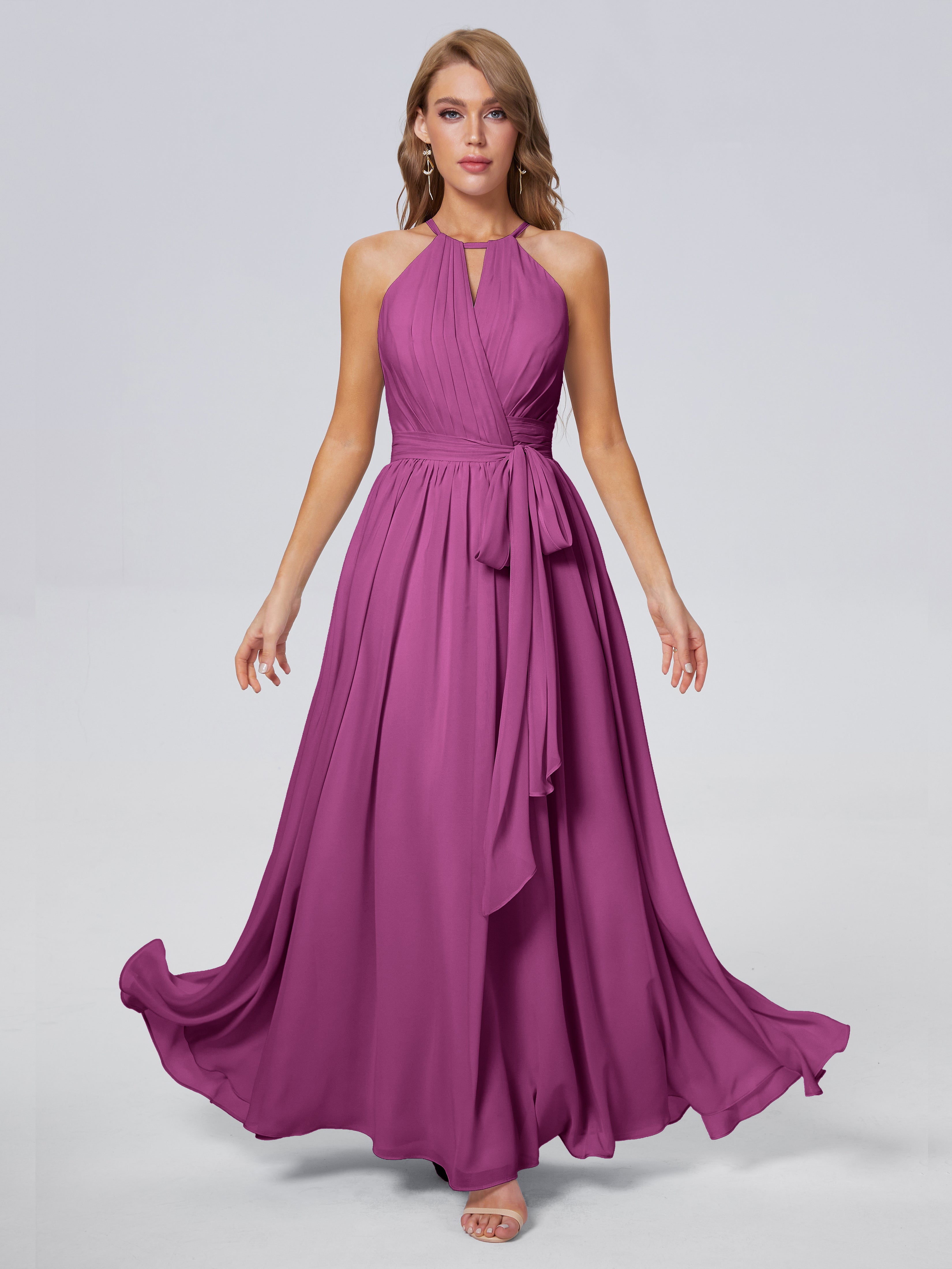 Orchid Bridesmaid Dresses Amy Brilliant Halter Chiffon Bridesmaid Dres