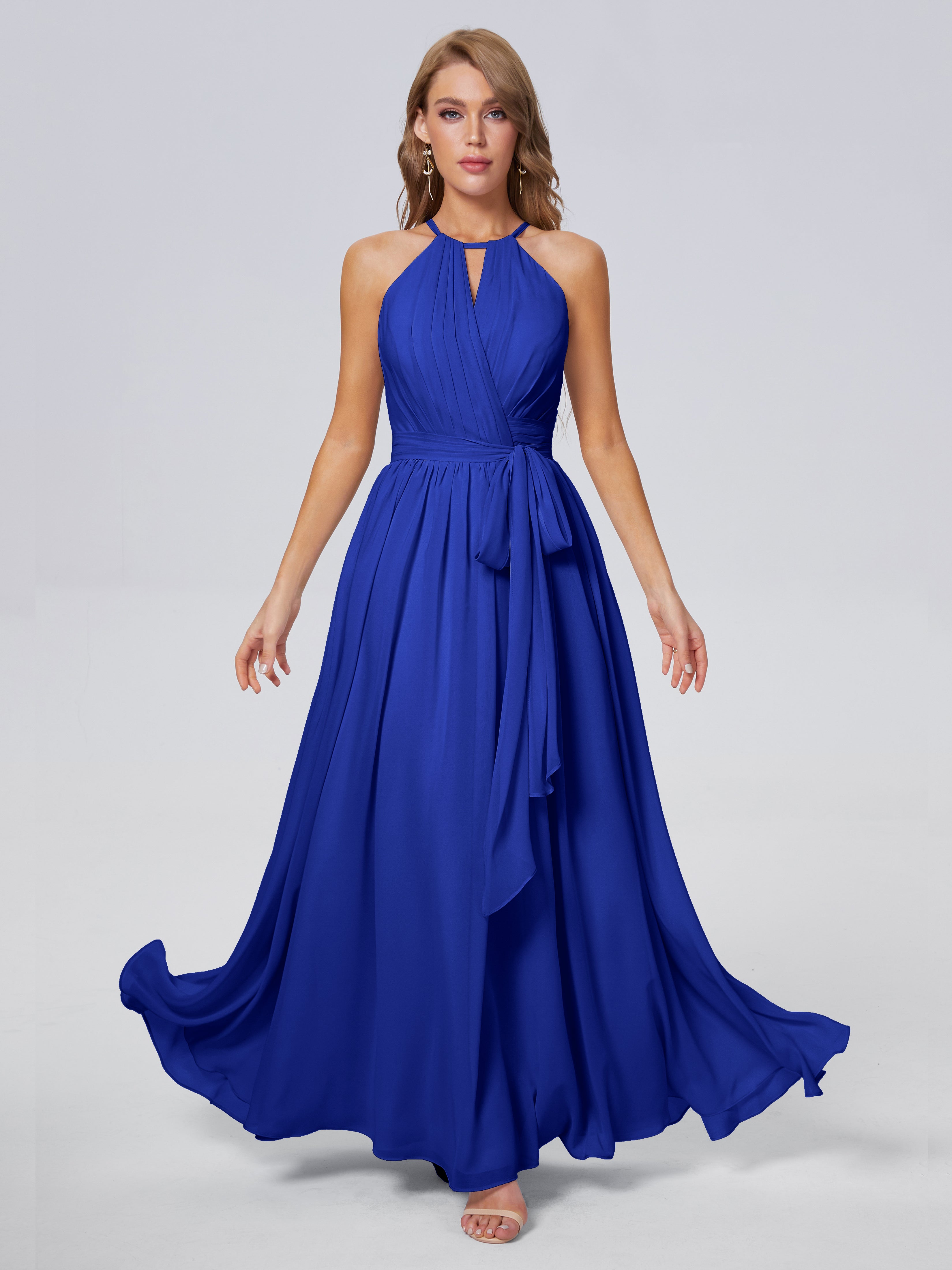 Royal Blue Bridesmaid Dresses Amy Brilliant Halter Chiffon Bridesmaid