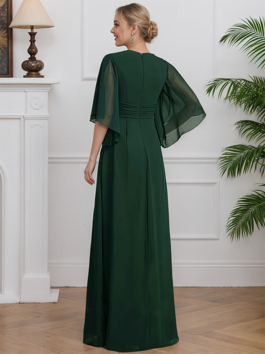 Cicinia Dark Green Mother Of The Bride Dresses Chiffon with Beading A-Line Long V-neck
