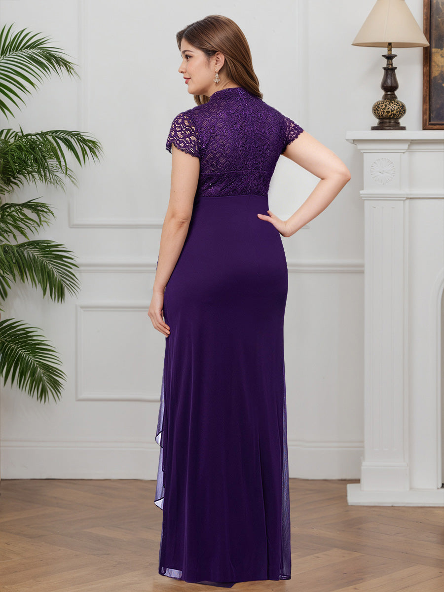 Cicinia Regency Mother Of The Bride Dresses Lace V-Neck Sheath Cap Sleeves Floor Length