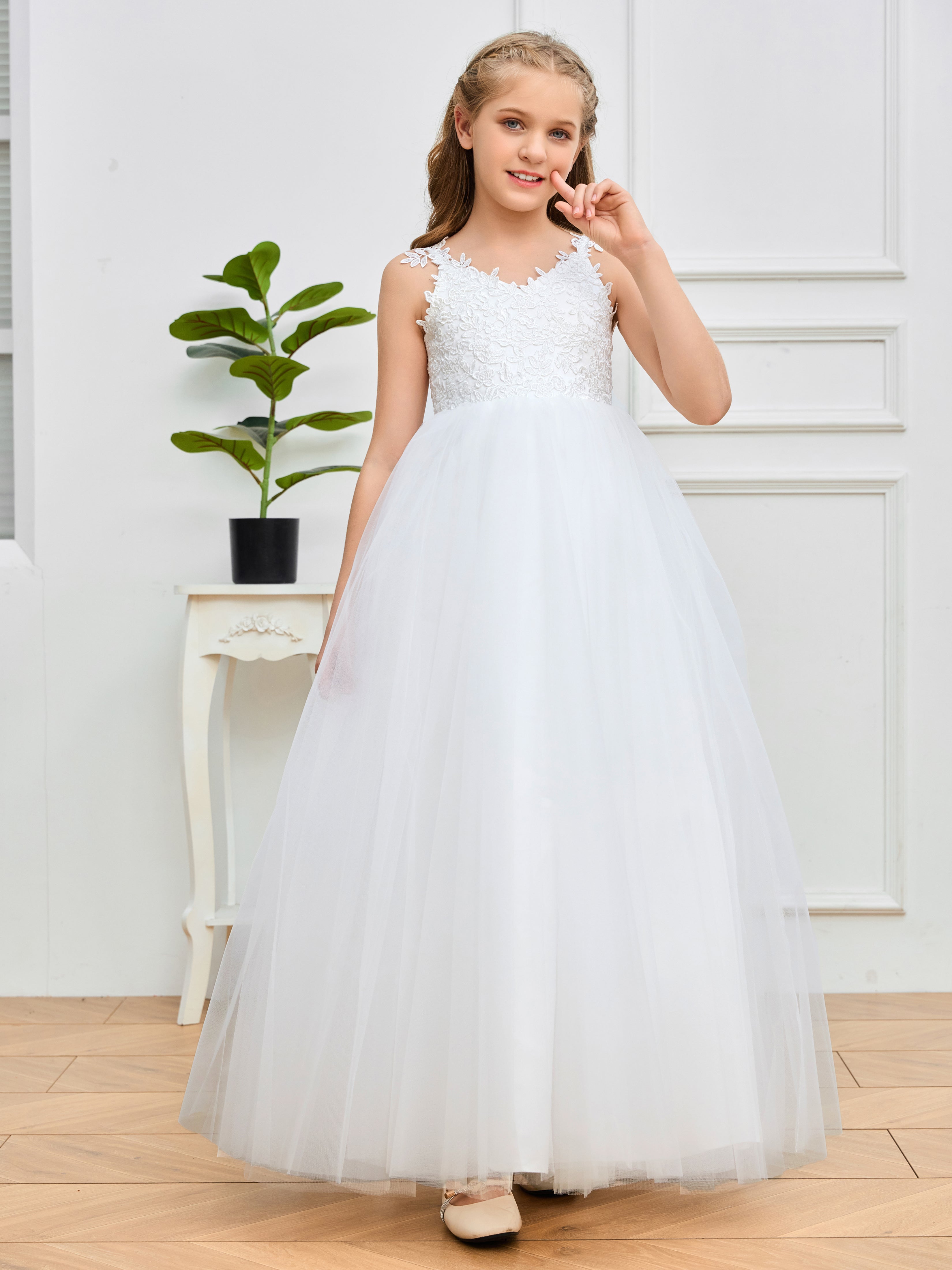 Bowknot Sleeveless Flower Girl Dresses