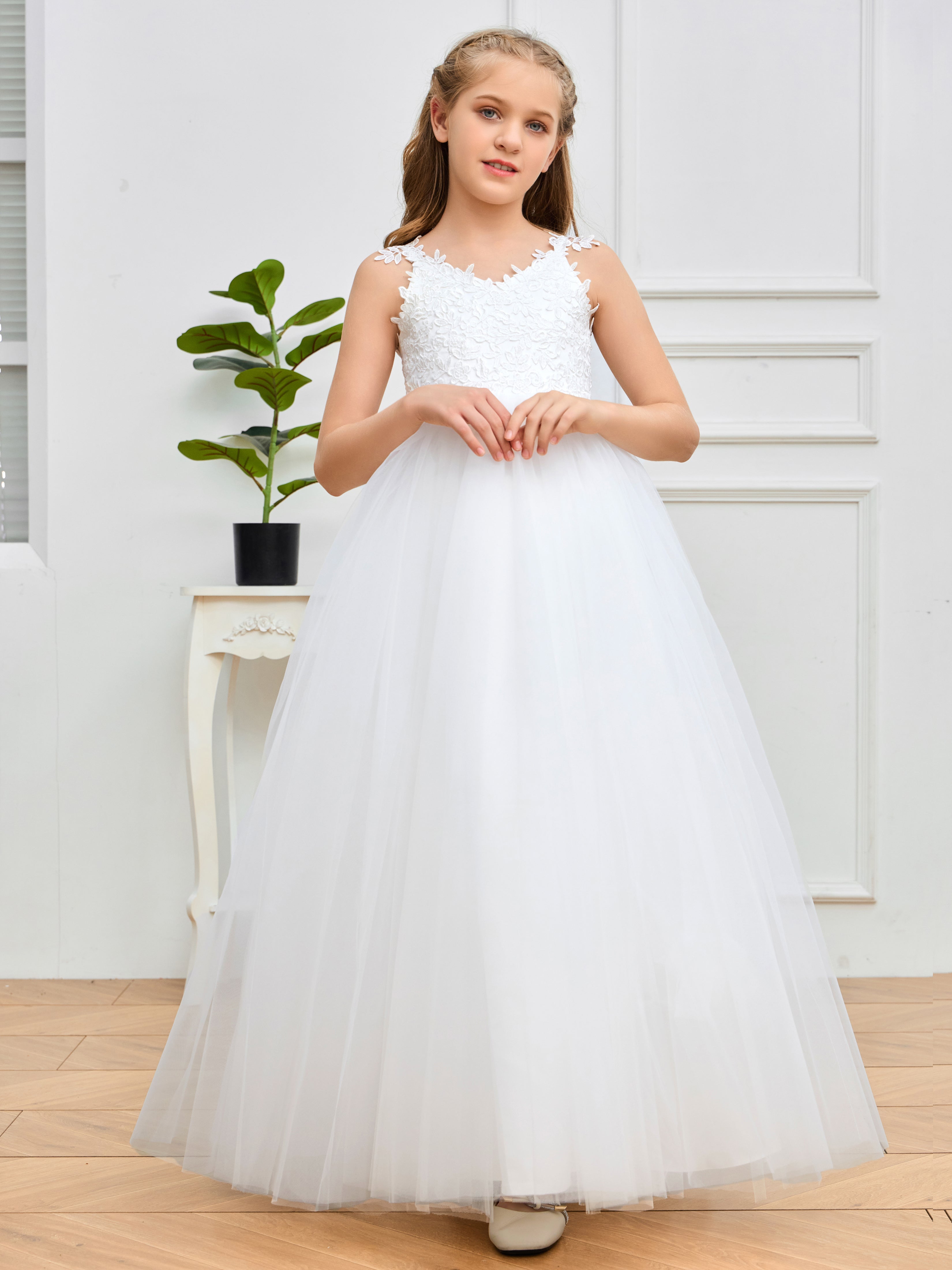 Bowknot Sleeveless Flower Girl Dresses