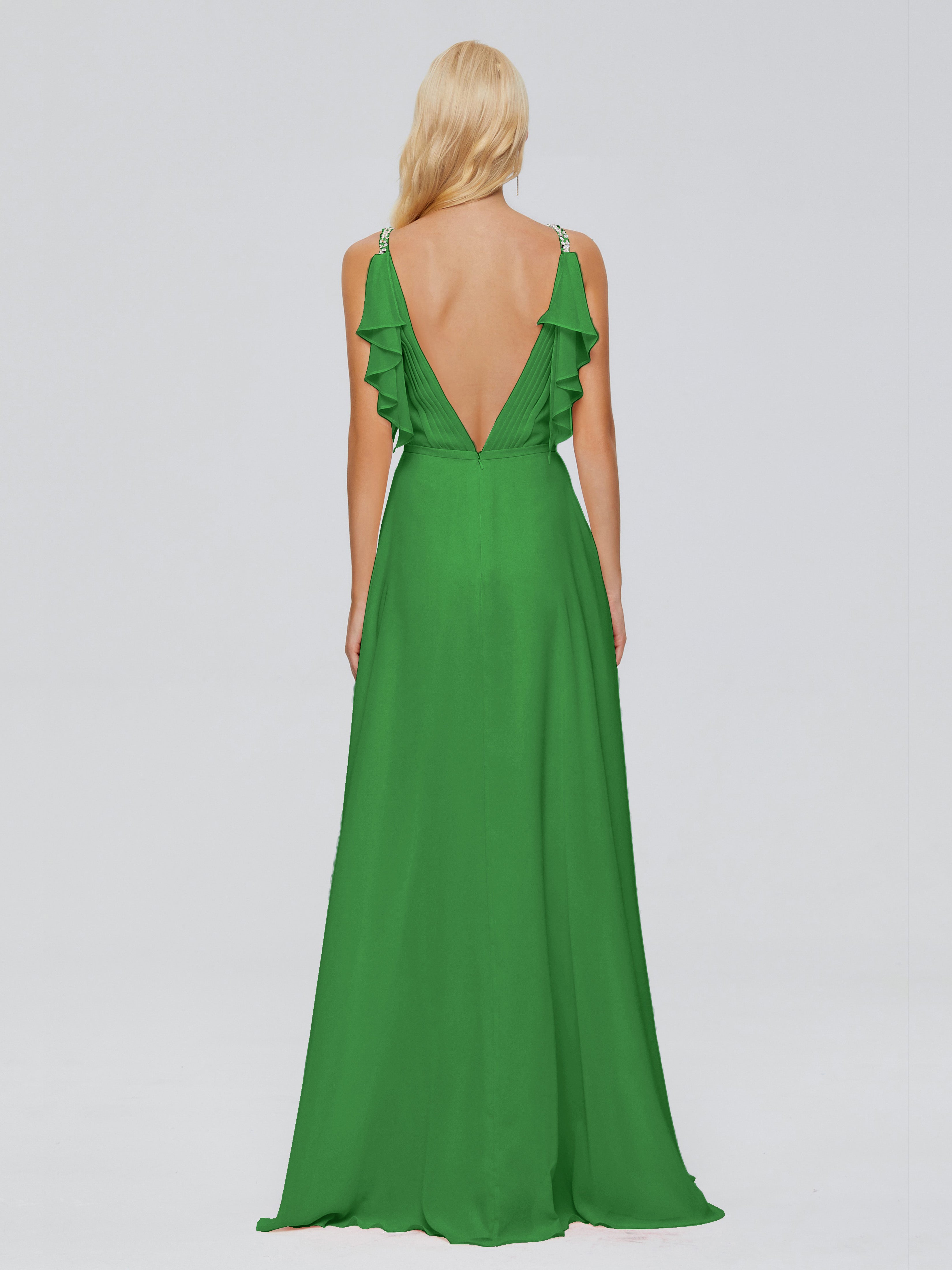 Brianna Ruffles Spaghetti Straps Unique Chiffon Bridesmaid Dresses