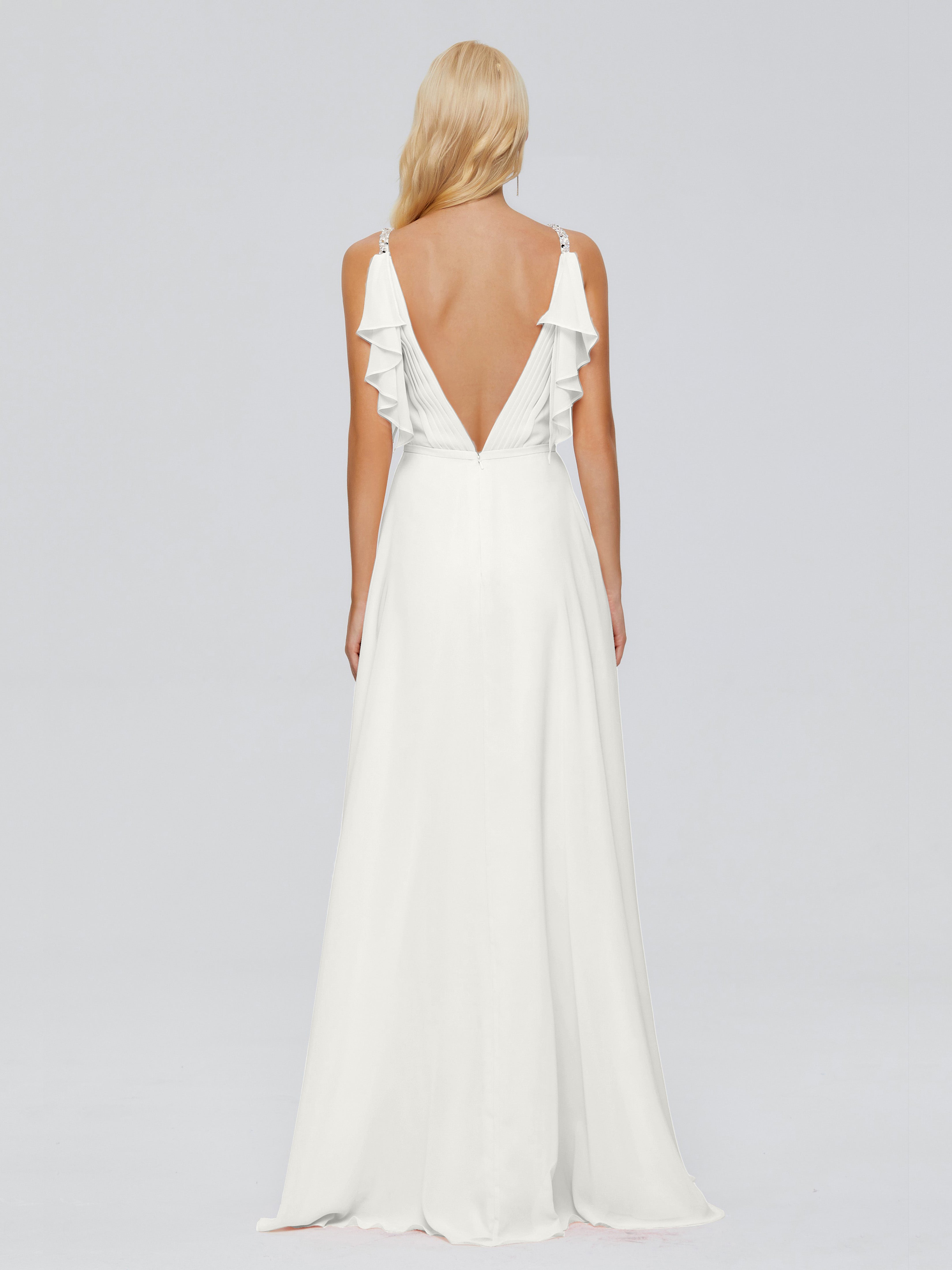 Brianna Ruffles Spaghetti Straps Unique Chiffon Bridesmaid Dresses