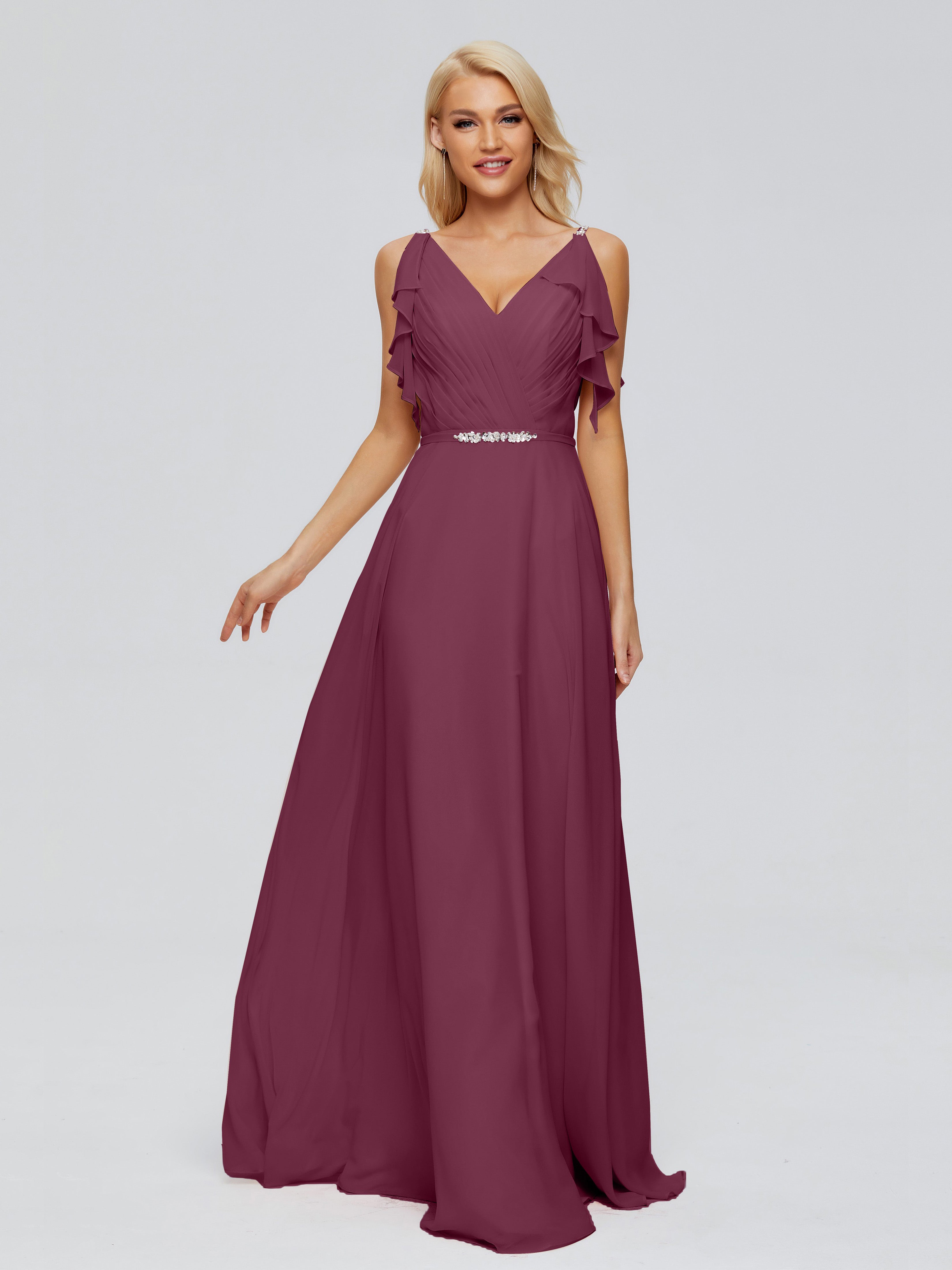 Mulberry Bridesmaid Dress Spaghetti Straps Chiffon Bridesmaid Dresses Mulberry Bridesmaid Dress Spaghetti Straps Chiffon Bridesmaid Dresses