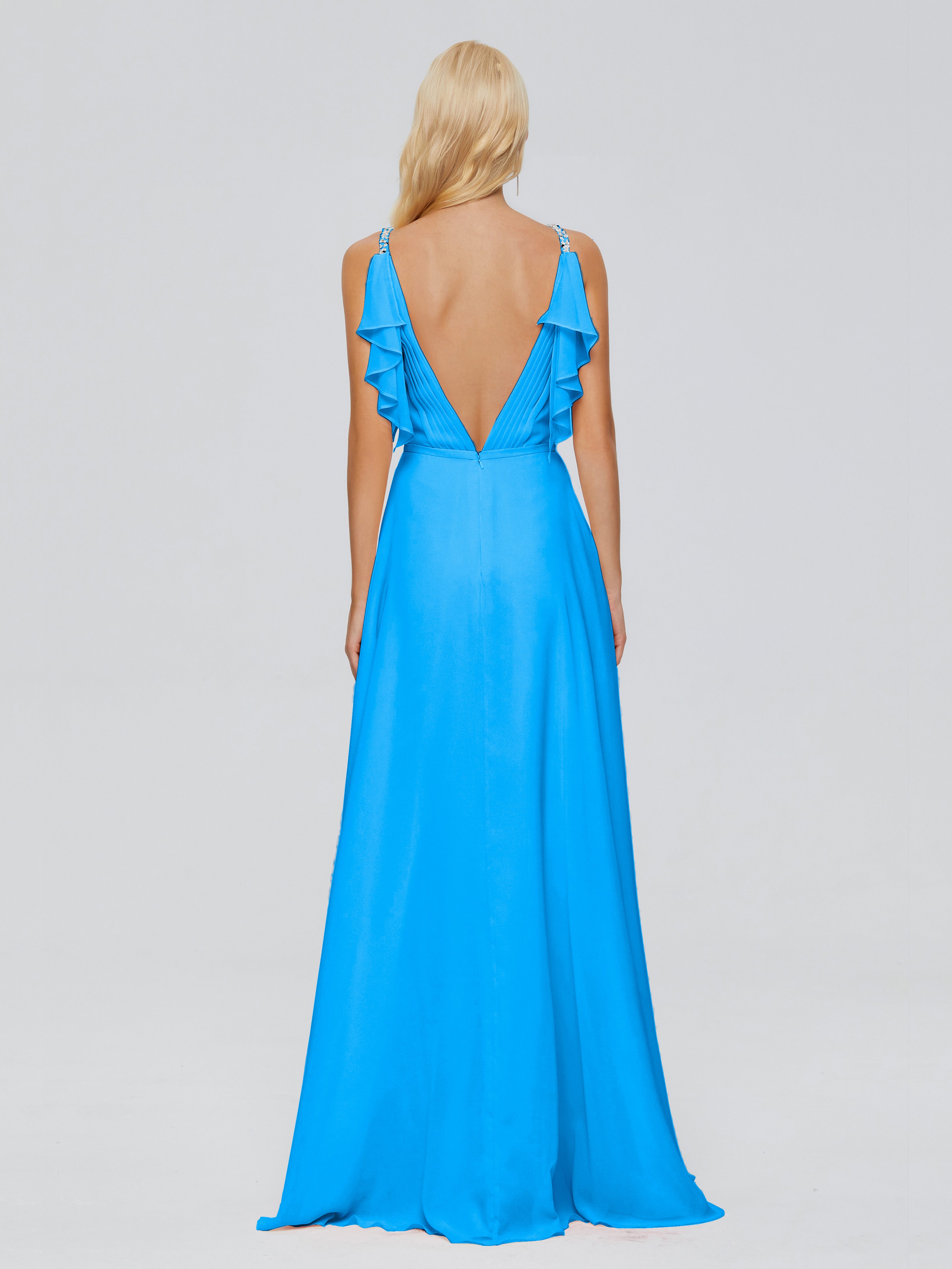 Brianna Ruffles Spaghetti Straps Unique Chiffon Bridesmaid Dresses