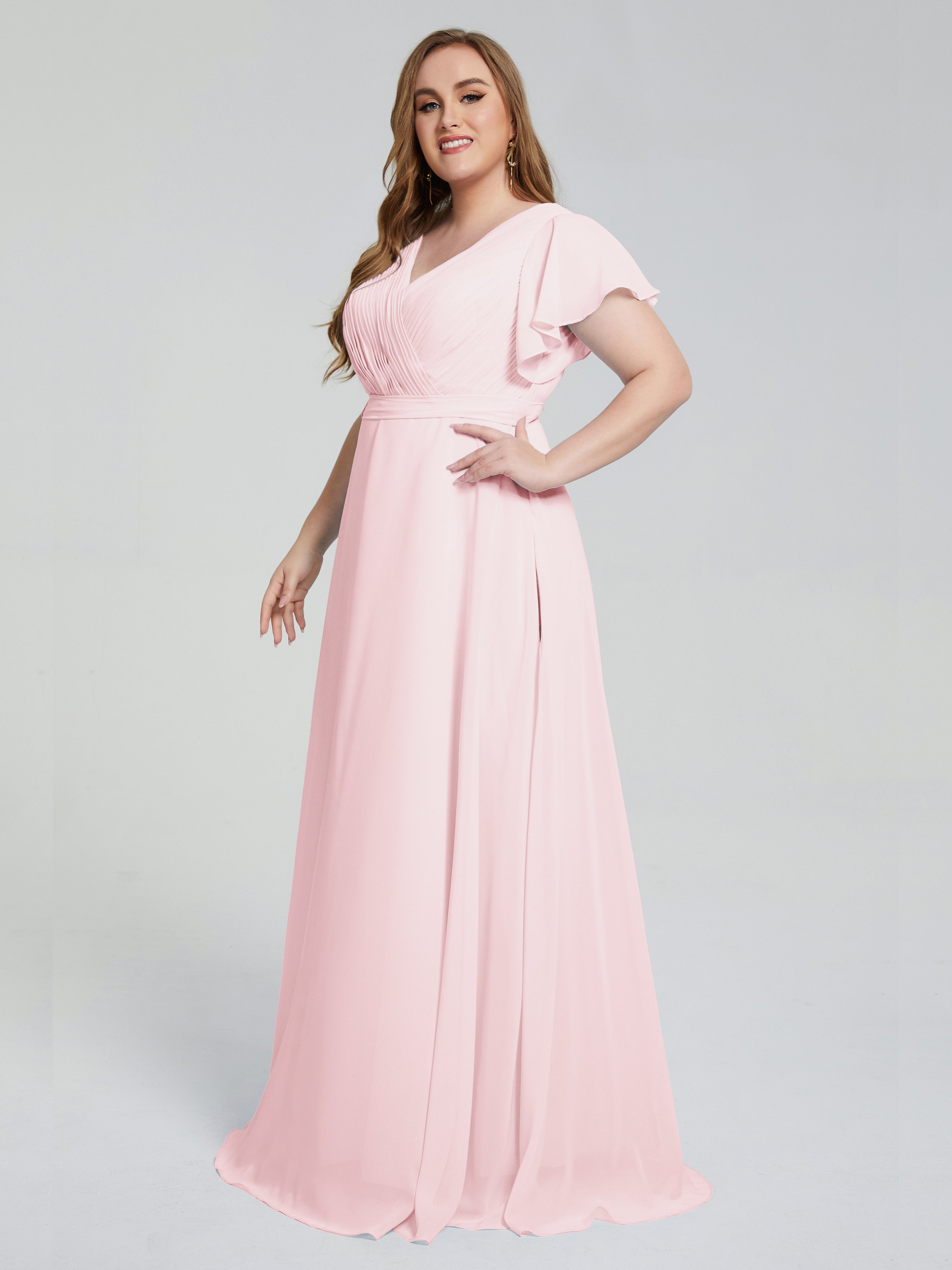 Blushing Pink Bridesmaid Dresses Long Bridesmaid Dresses With Short Sl