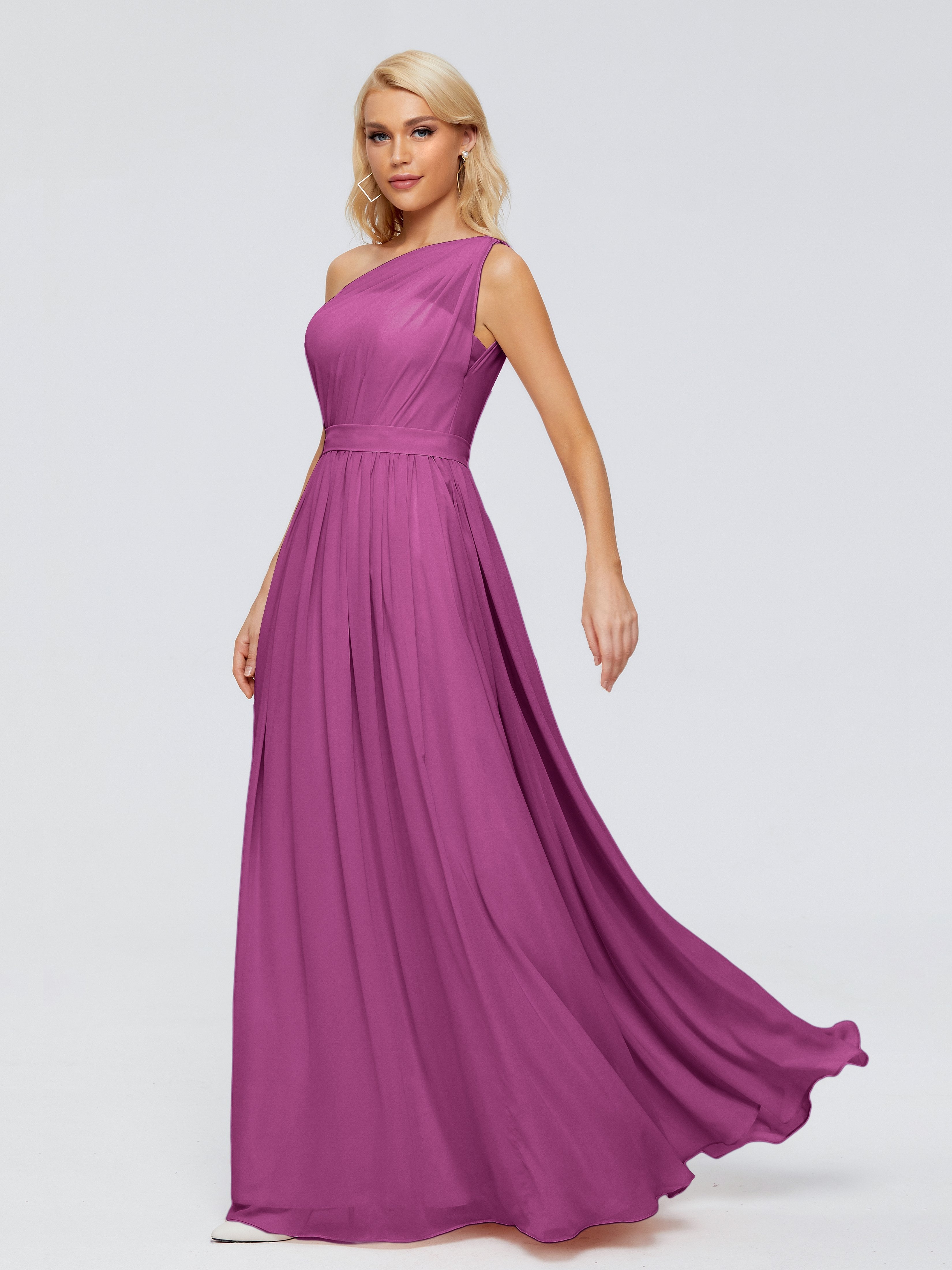 Radiant Orchid Bridesmaid Dresses Ribbon Chiffon Bridesmaid Dresses On