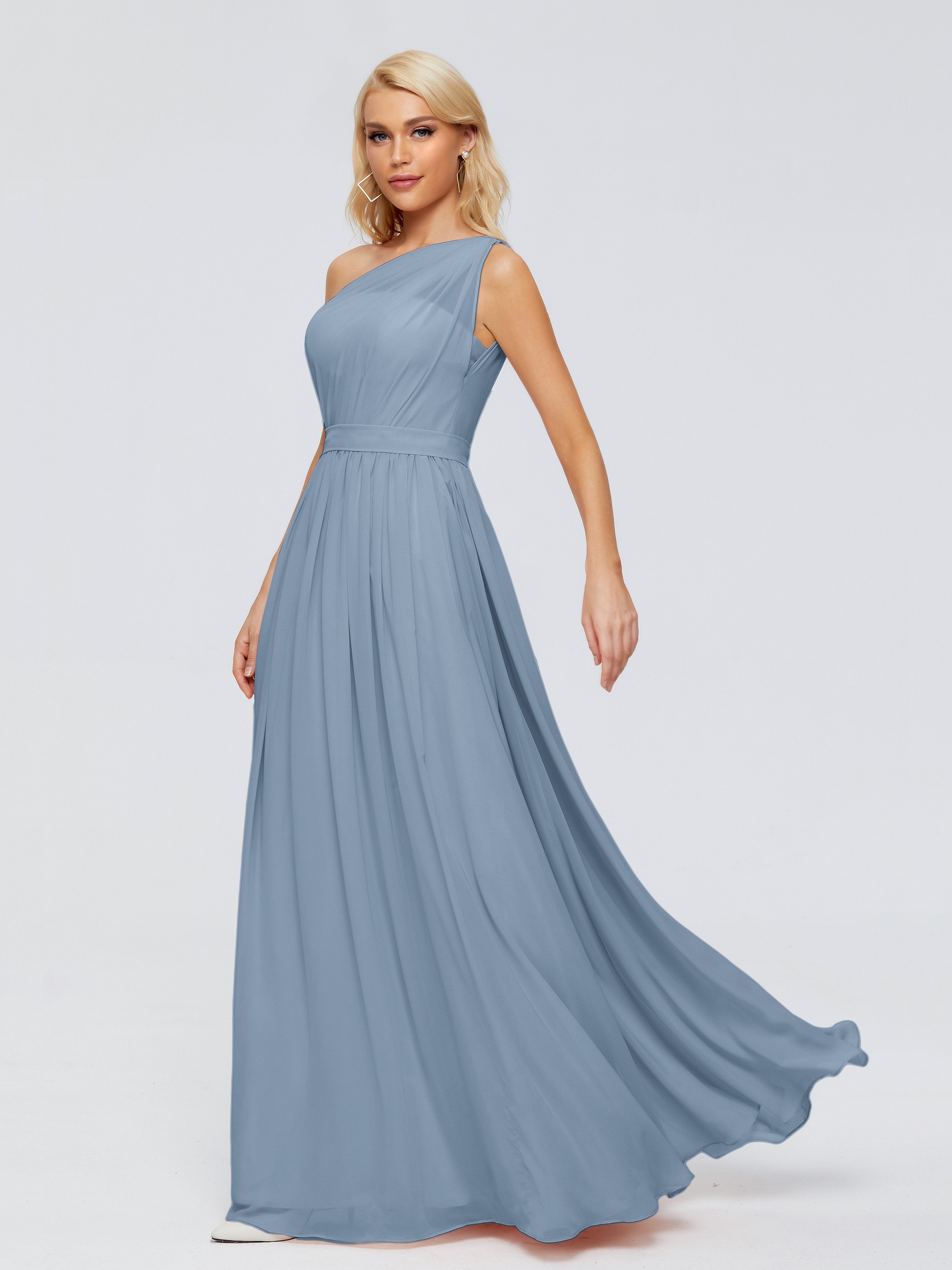 Bridesmaids Dresses Slate Blue Ribbon Chiffon Bridesmaid Dresses Beaut