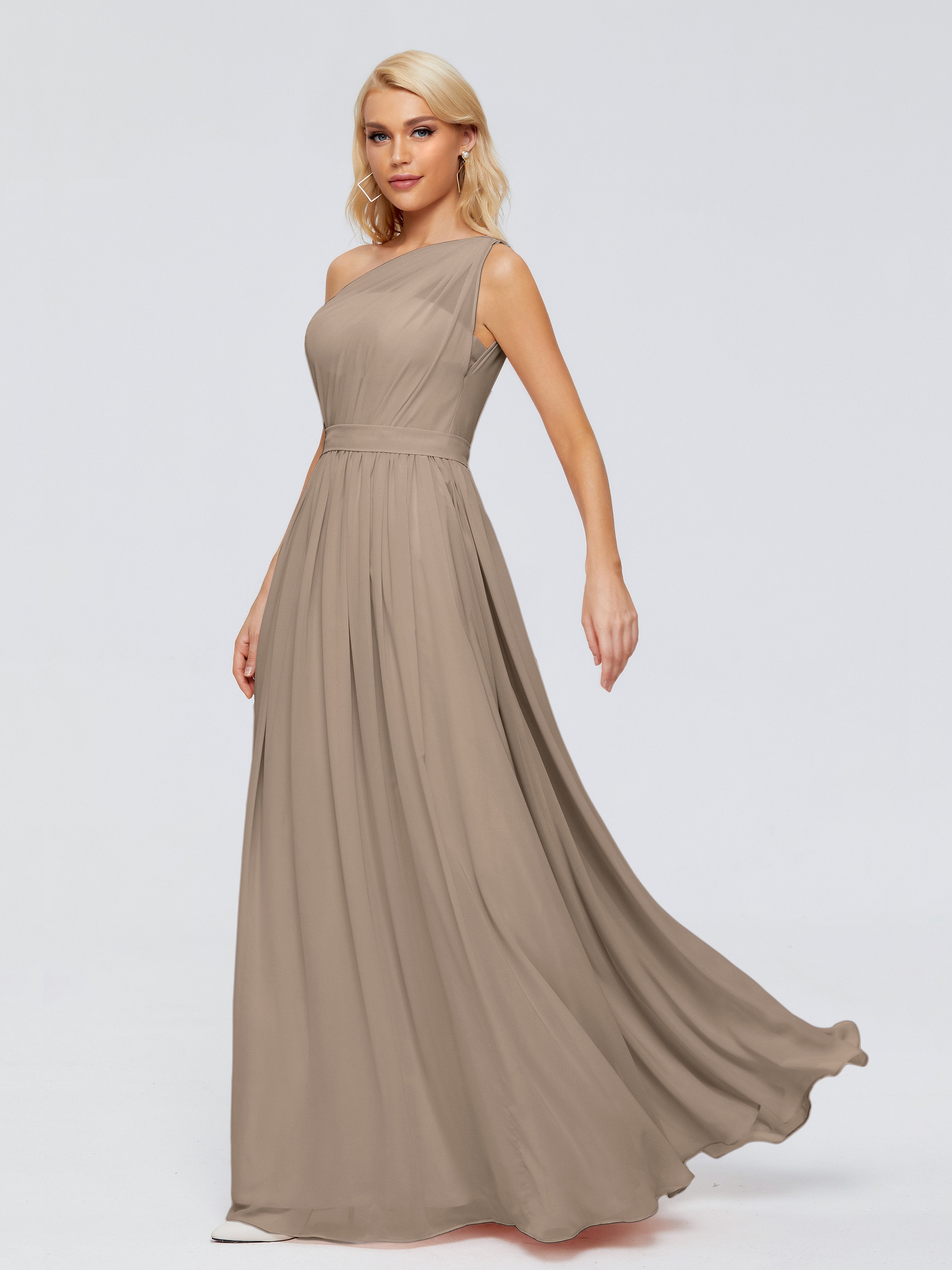Bridesmaid Taupe Color Dress Ribbon Chiffon Bridesmaid Dresses One Sho Bridesmaid Taupe Color Dress Ribbon Chiffon Bridesmaid Dresses One Sho