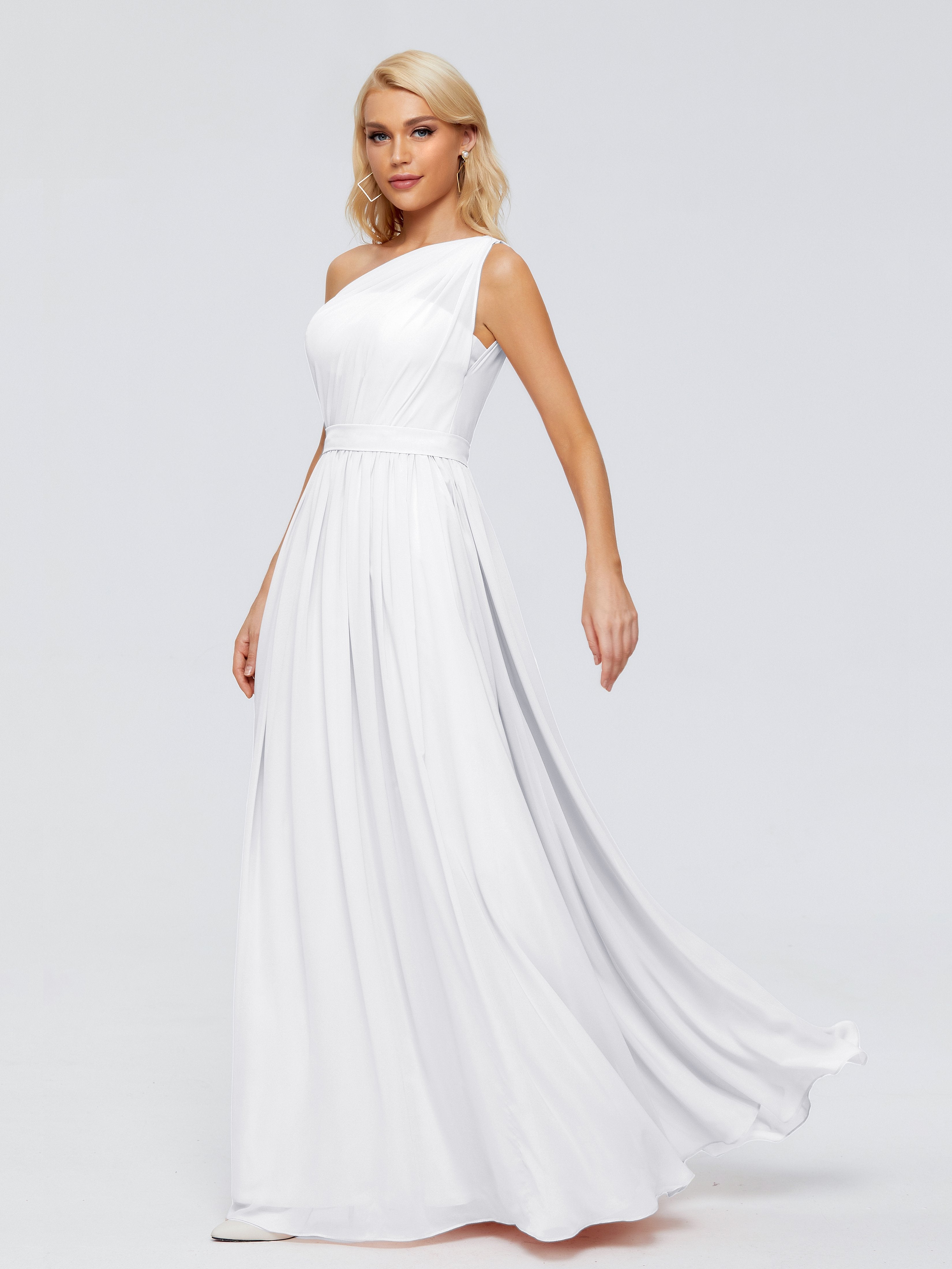White Bridesmaid Dress Ribbon Chiffon Bridesmaid Dresses Designer One