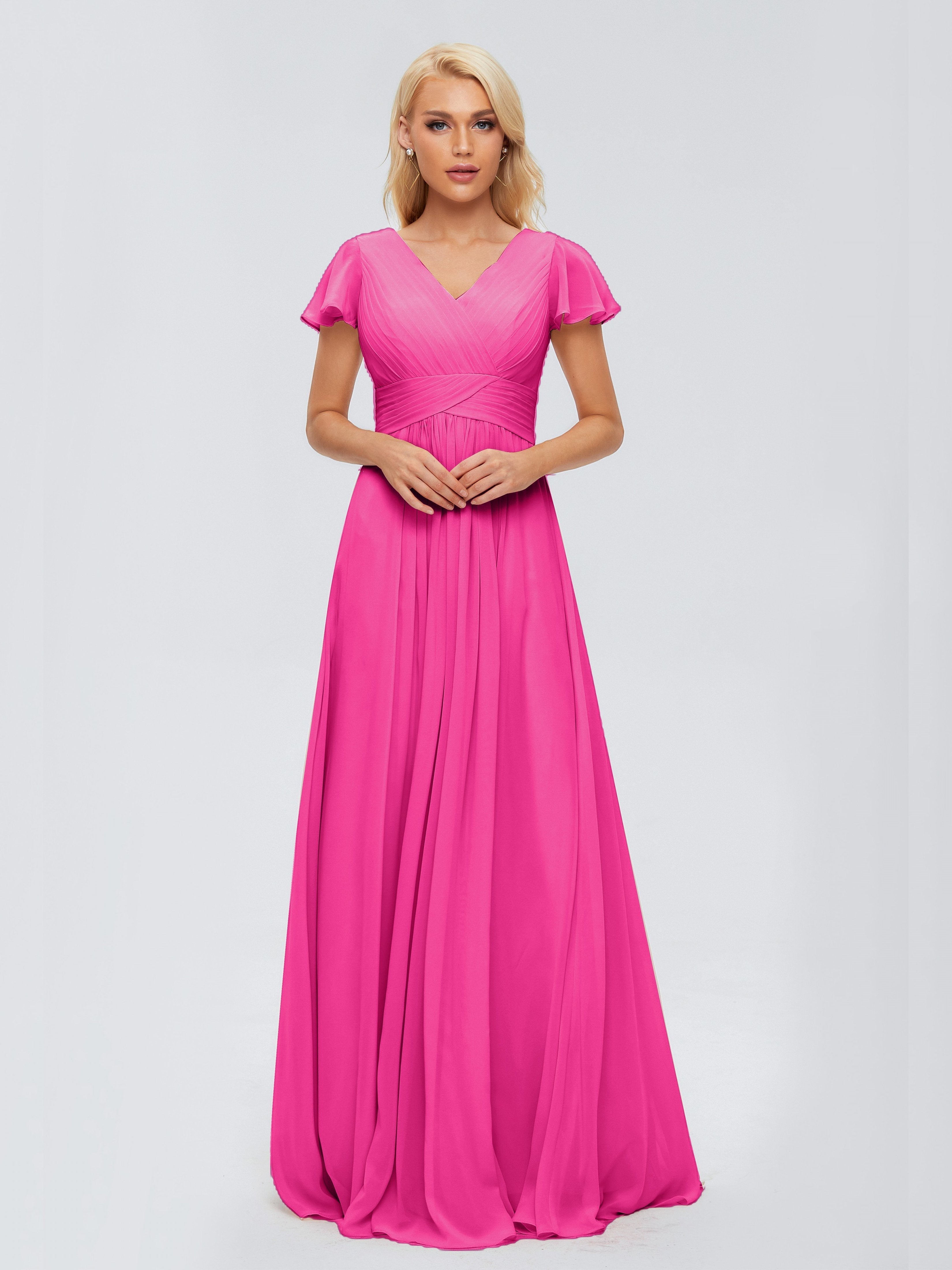 Fuchsia Bridesmaid Dresses Charlie Cap Sleeves Elegant Chiffon Bridesm Fuchsia Bridesmaid Dresses Charlie Cap Sleeves Elegant Chiffon Bridesm