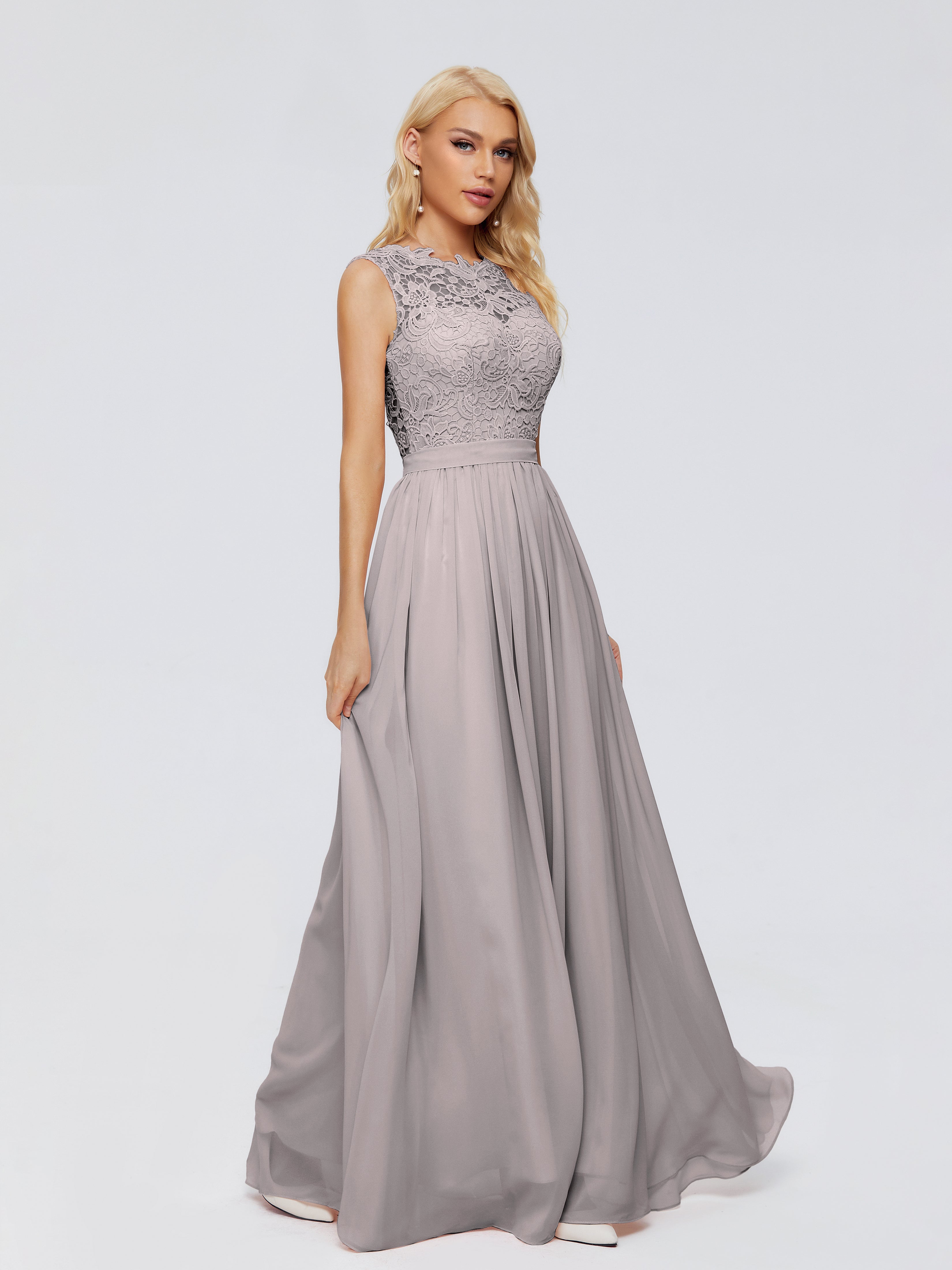 Bridesmaid Dress Silver Melody Elegant Bateau Chiffon Bridesmaid Dress Bridesmaid Dress Silver Melody Elegant Bateau Chiffon Bridesmaid Dress