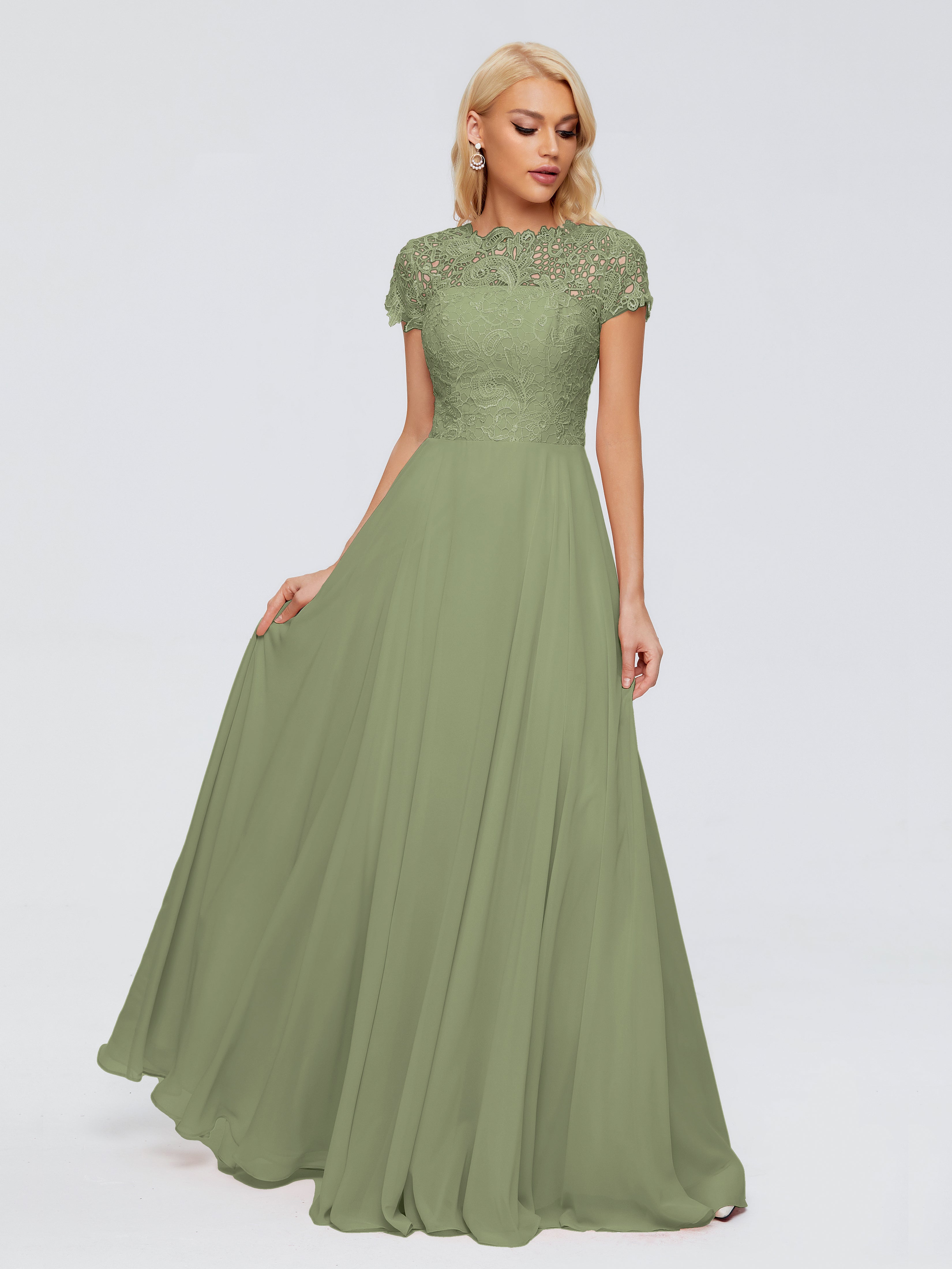 Olive Green Bridesmaid Dresses Uk Rose Charming Scoop Chiffon Bridesma