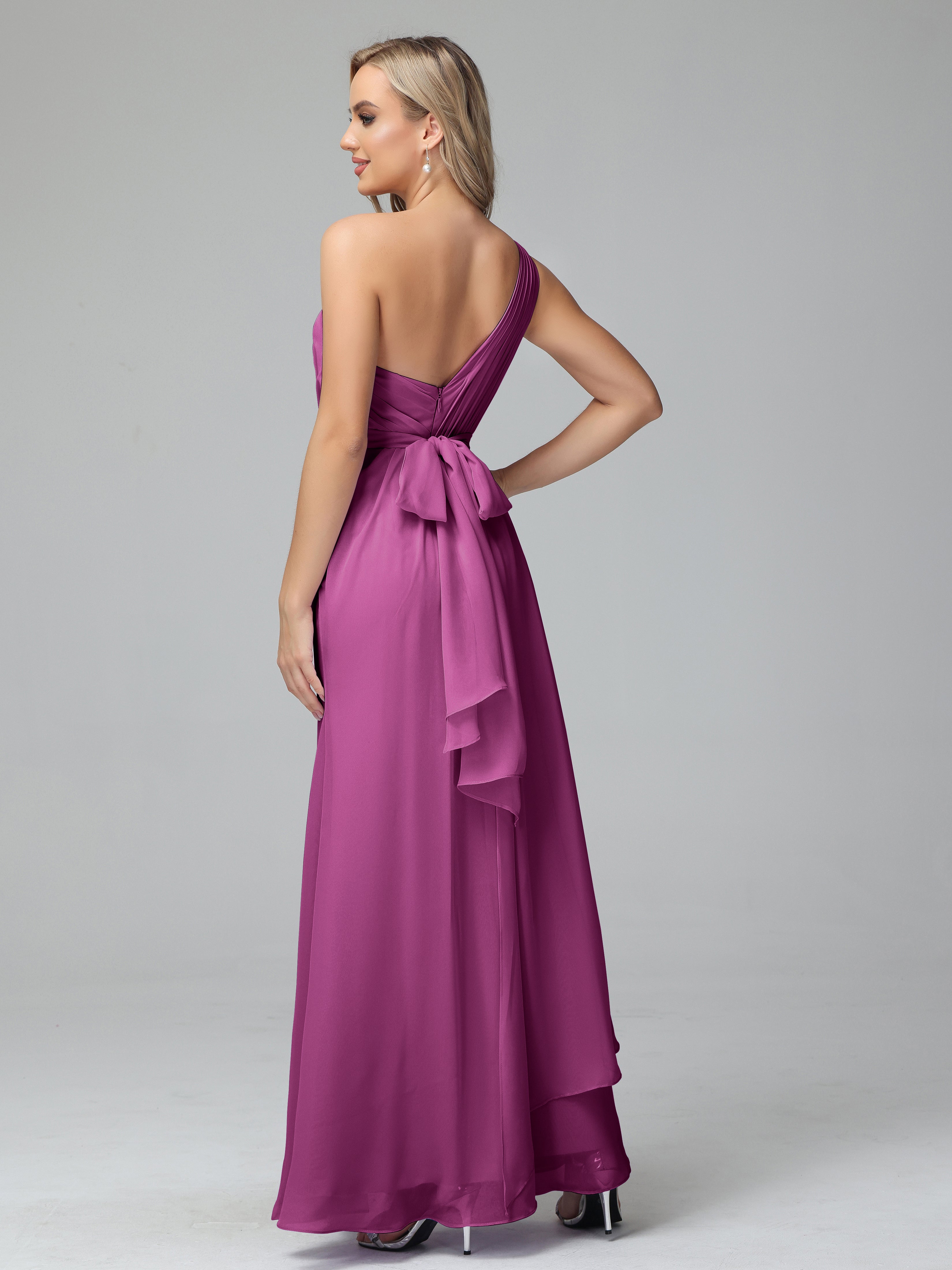 Daphne One Shoulder Chiffon Bridesmaid Dresses With Split