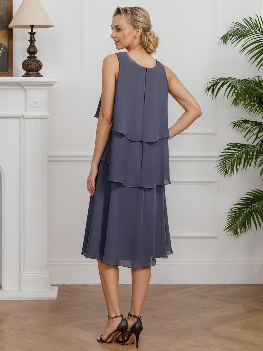 Cicinia Stormy Mother Of The Bride Dresses Chiffon with Jacket Short A-Line Knee Length