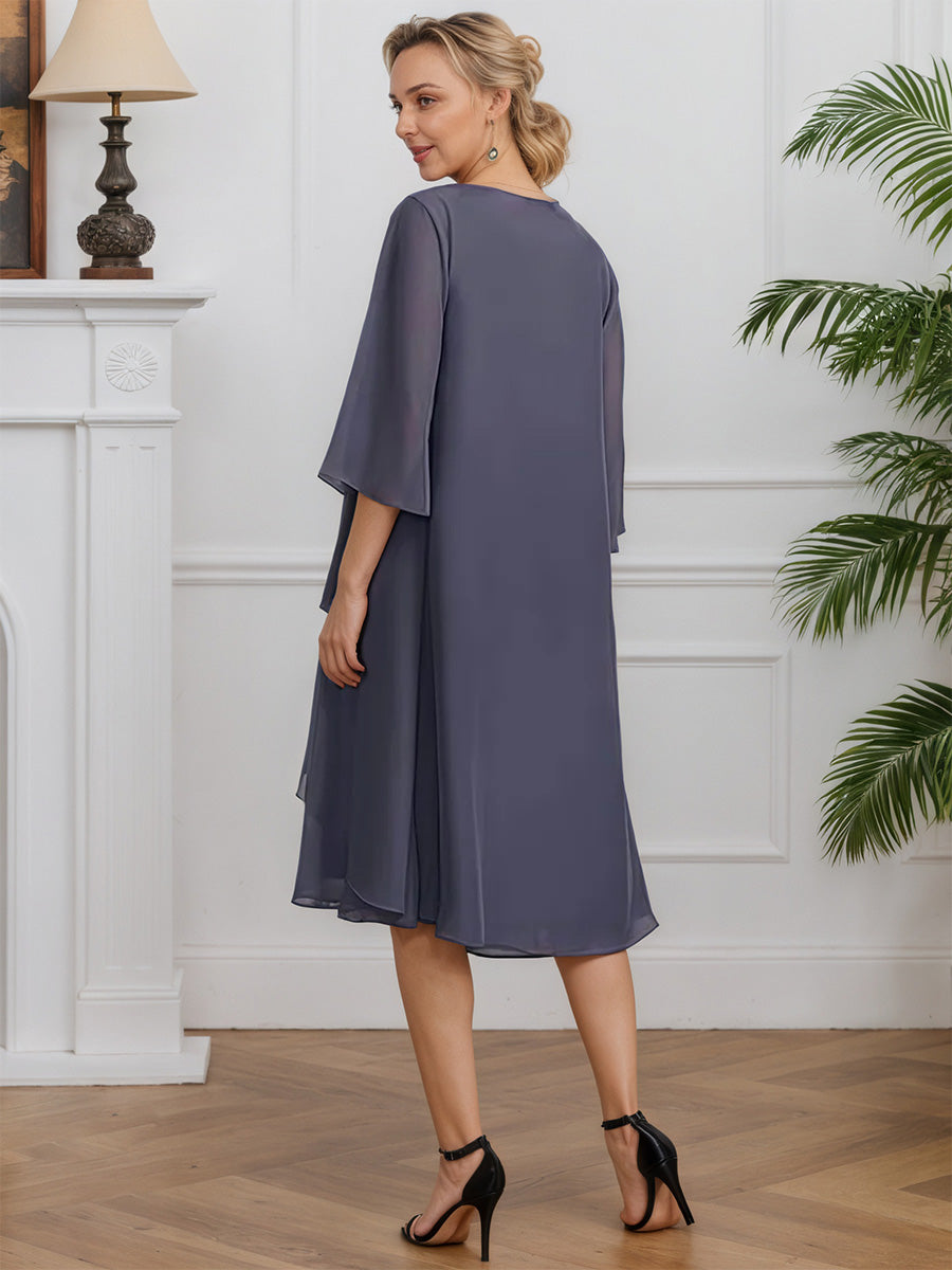 Cicinia Stormy Mother Of The Bride Dresses Chiffon with Jacket Short A-Line Knee Length