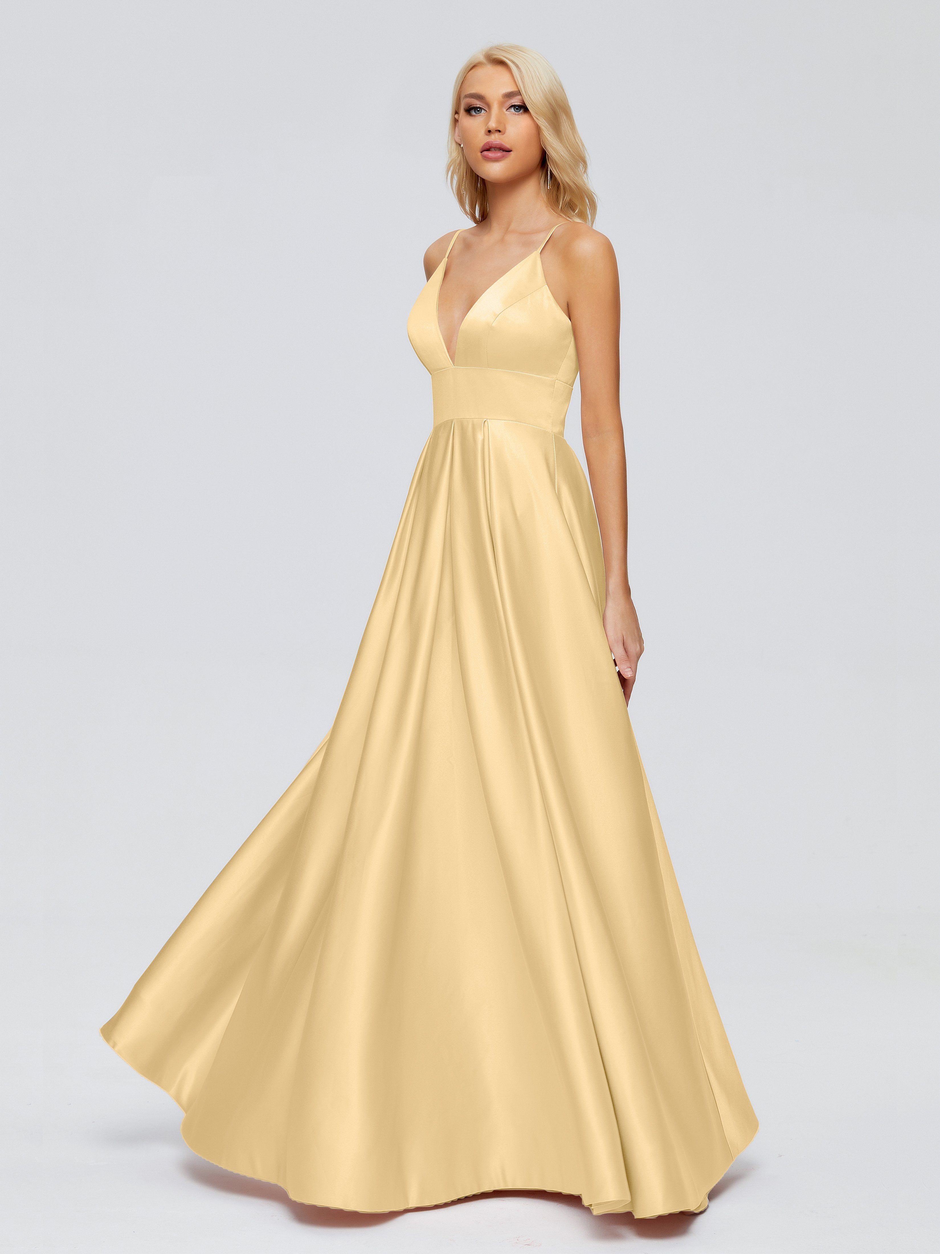 Gold Dress Bridesmaids Spaghetti Straps Satin Long Bridesmaid Dresses Gold Dress Bridesmaids Spaghetti Straps Satin Long Bridesmaid Dresses
