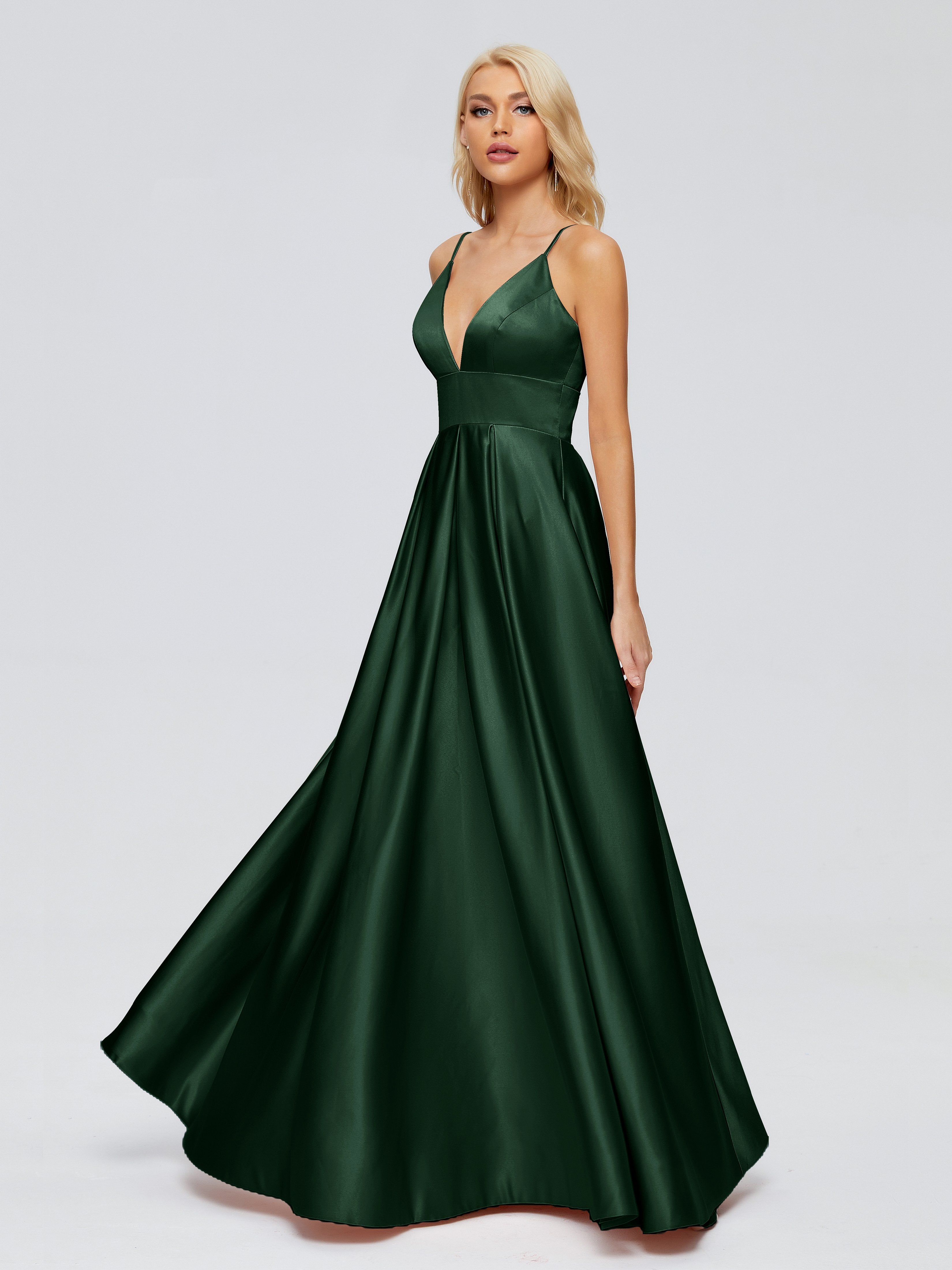 Hunter Green Green Bridesmaid Dresses Spaghetti Straps Satin Long Brid Hunter Green Green Bridesmaid Dresses Spaghetti Straps Satin Long Brid