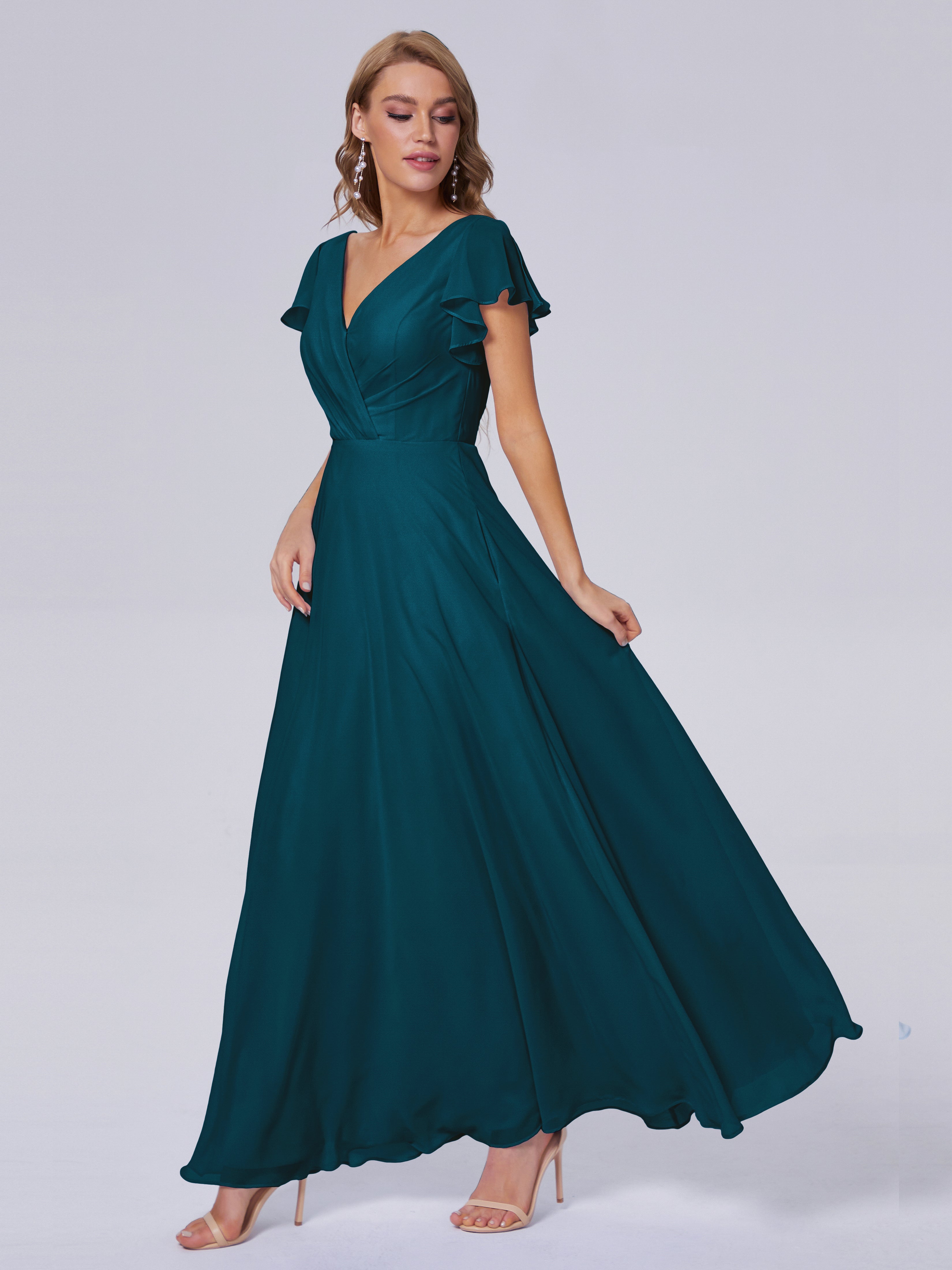 Ink Blue Bridesmaid Dresses Genevieve Ruffles Charmeuse Deep V Neck A Ink Blue Bridesmaid Dresses Genevieve Ruffles Charmeuse Deep V Neck A