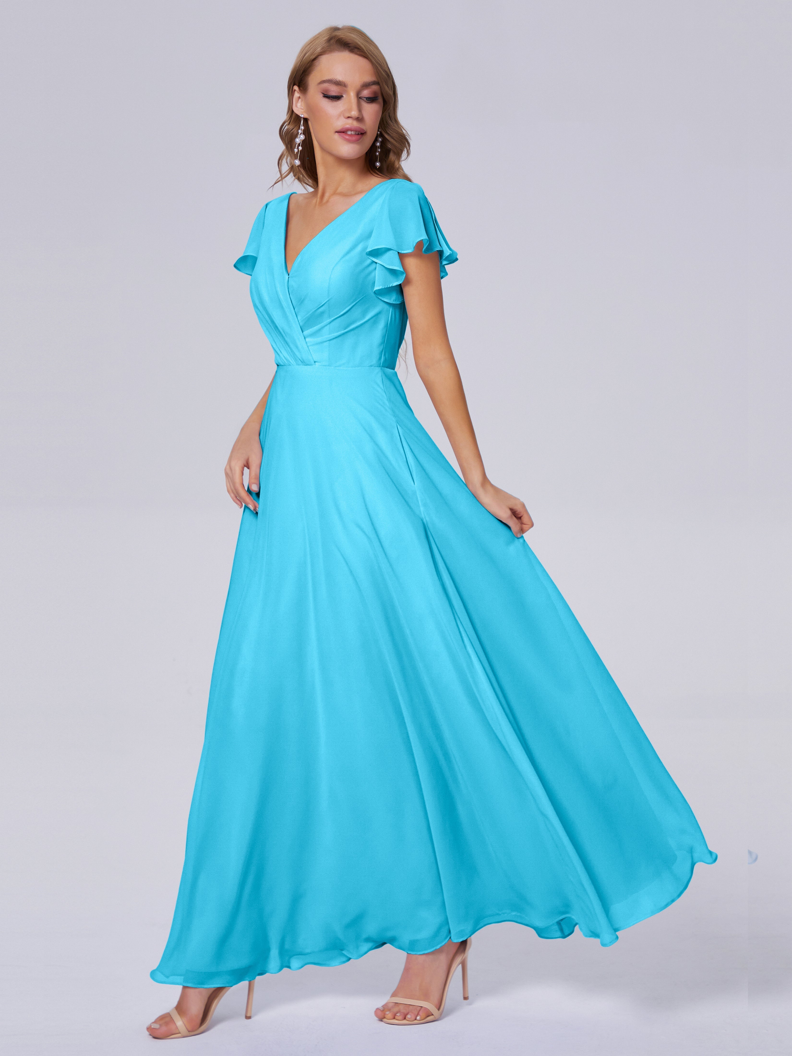Pool Blue Bridesmaid Dresses Uk Genevieve Ruffles A Line V Neck Floor Pool Blue Bridesmaid Dresses Uk Genevieve Ruffles A Line V Neck Floor
