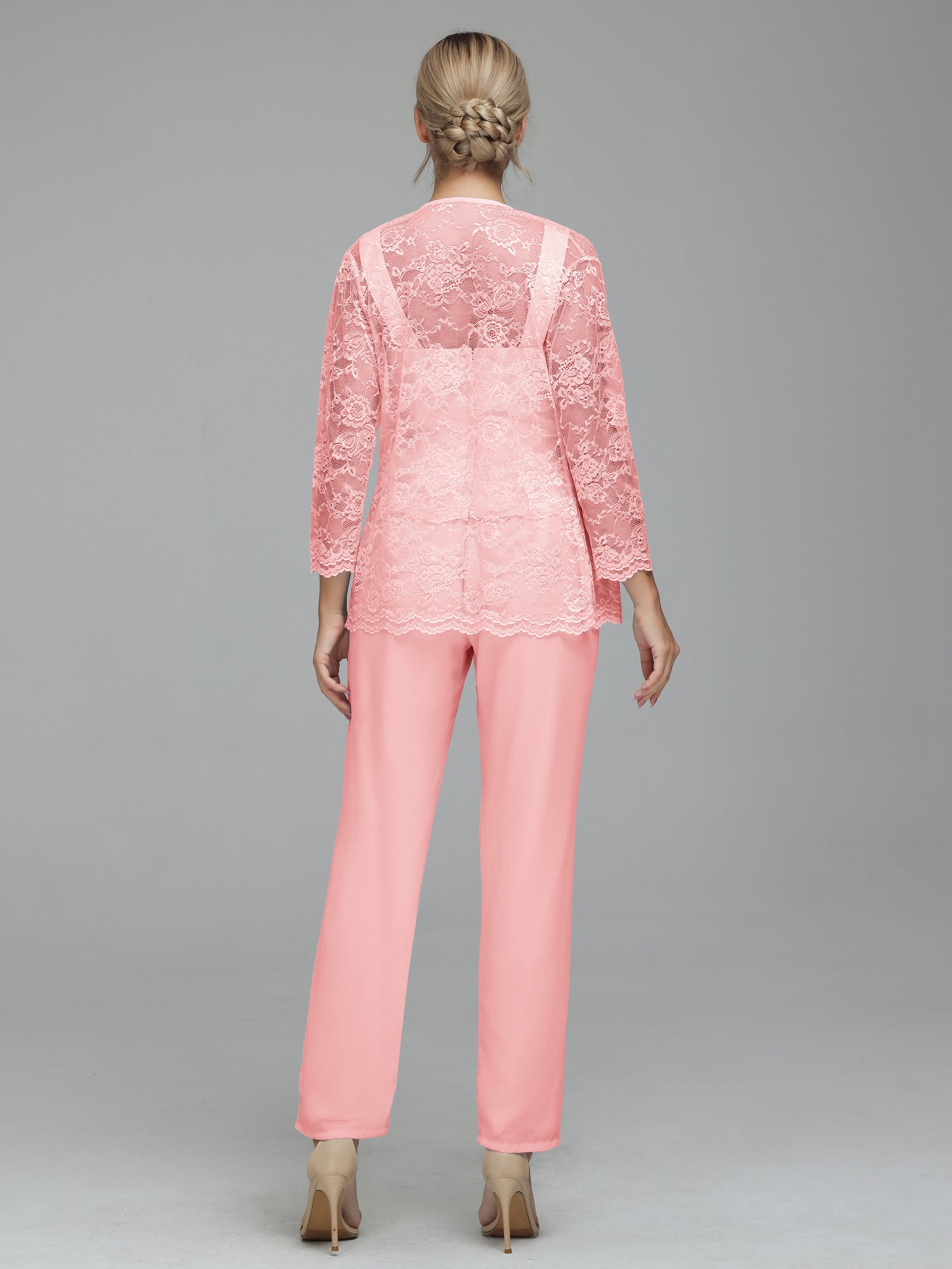 Graceful 3 Pieces Lace Chiffon Mother of Bride Dress Pant Suits