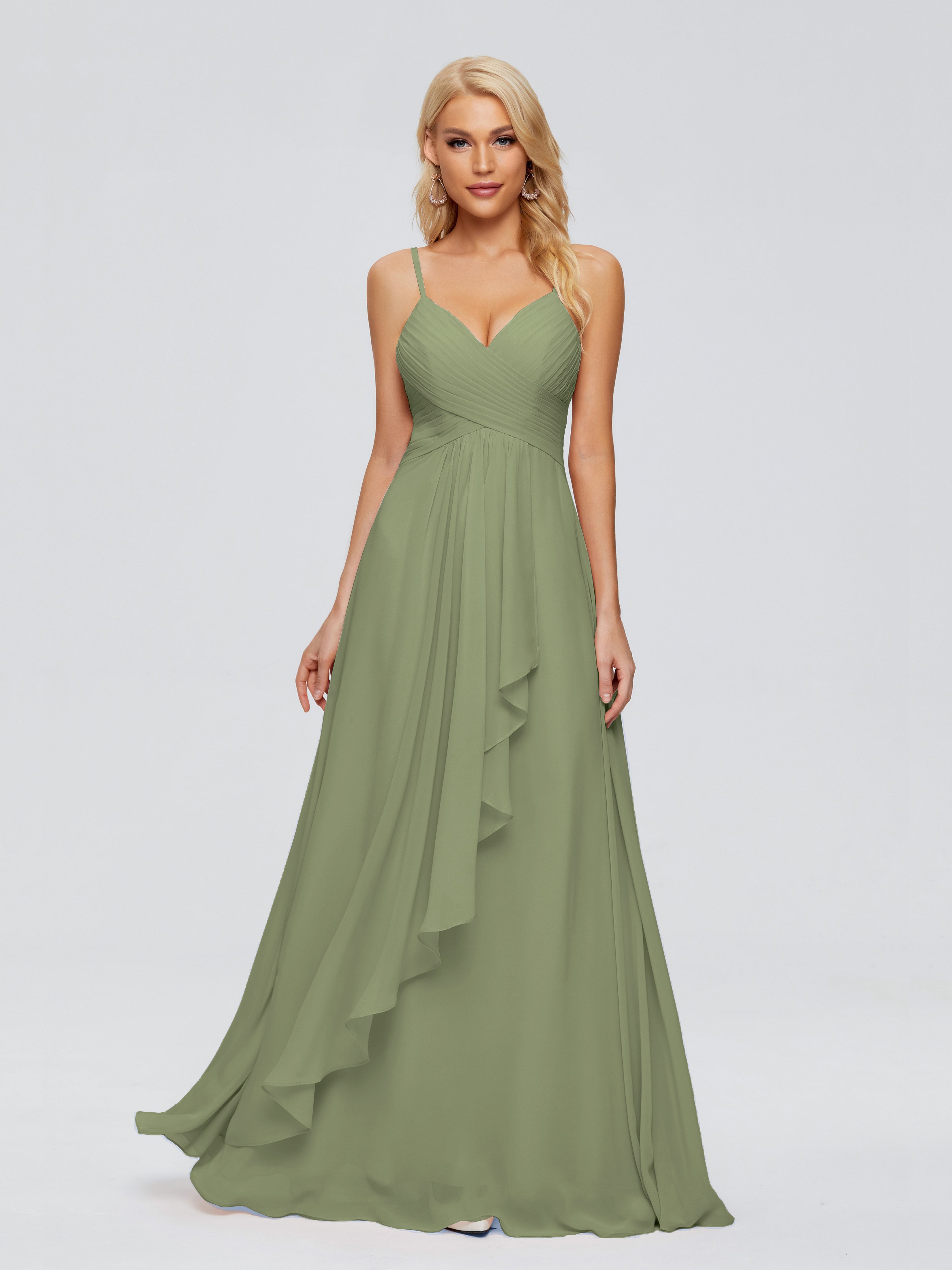 Olive Green Bridesmaid Dress Isla Cute Spaghetti Straps Chiffon Brides Olive Green Bridesmaid Dress Isla Cute Spaghetti Straps Chiffon Brides