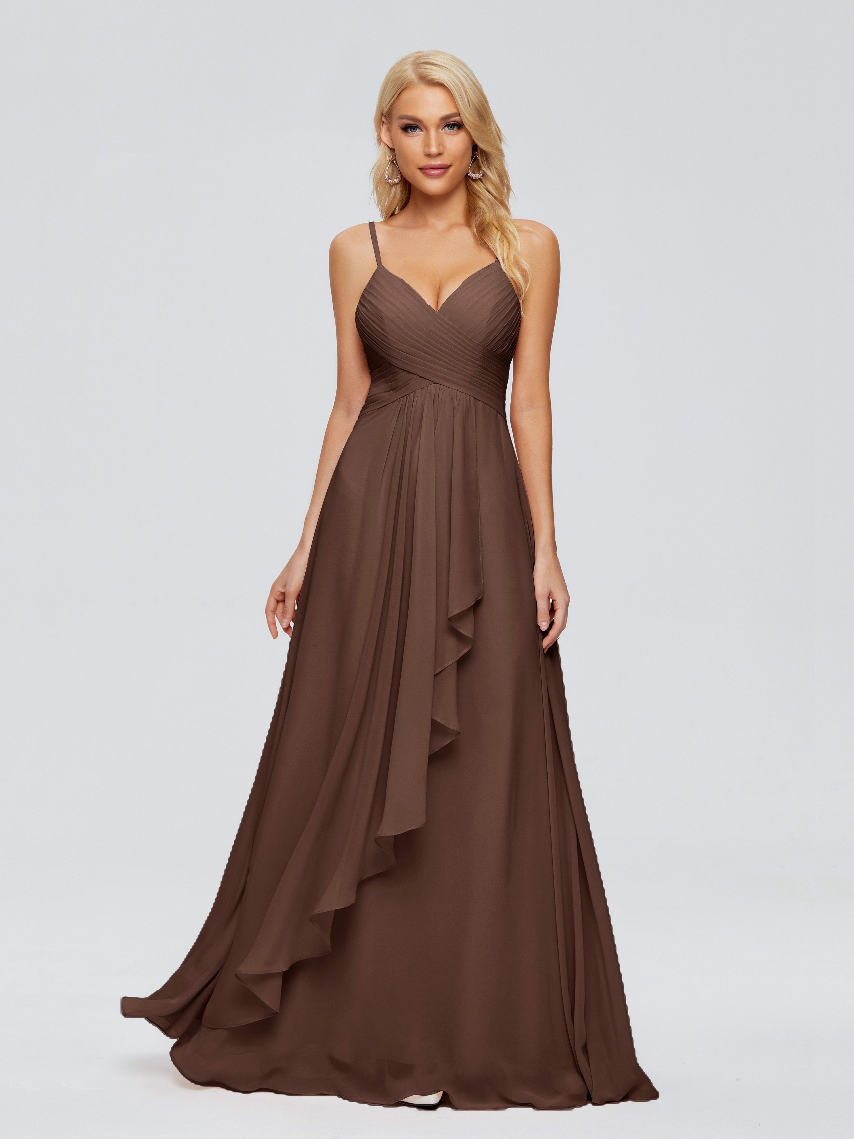 Chocolate Brown Bridesmaid Dresses Isla Cute Spaghetti Straps Chiffon
