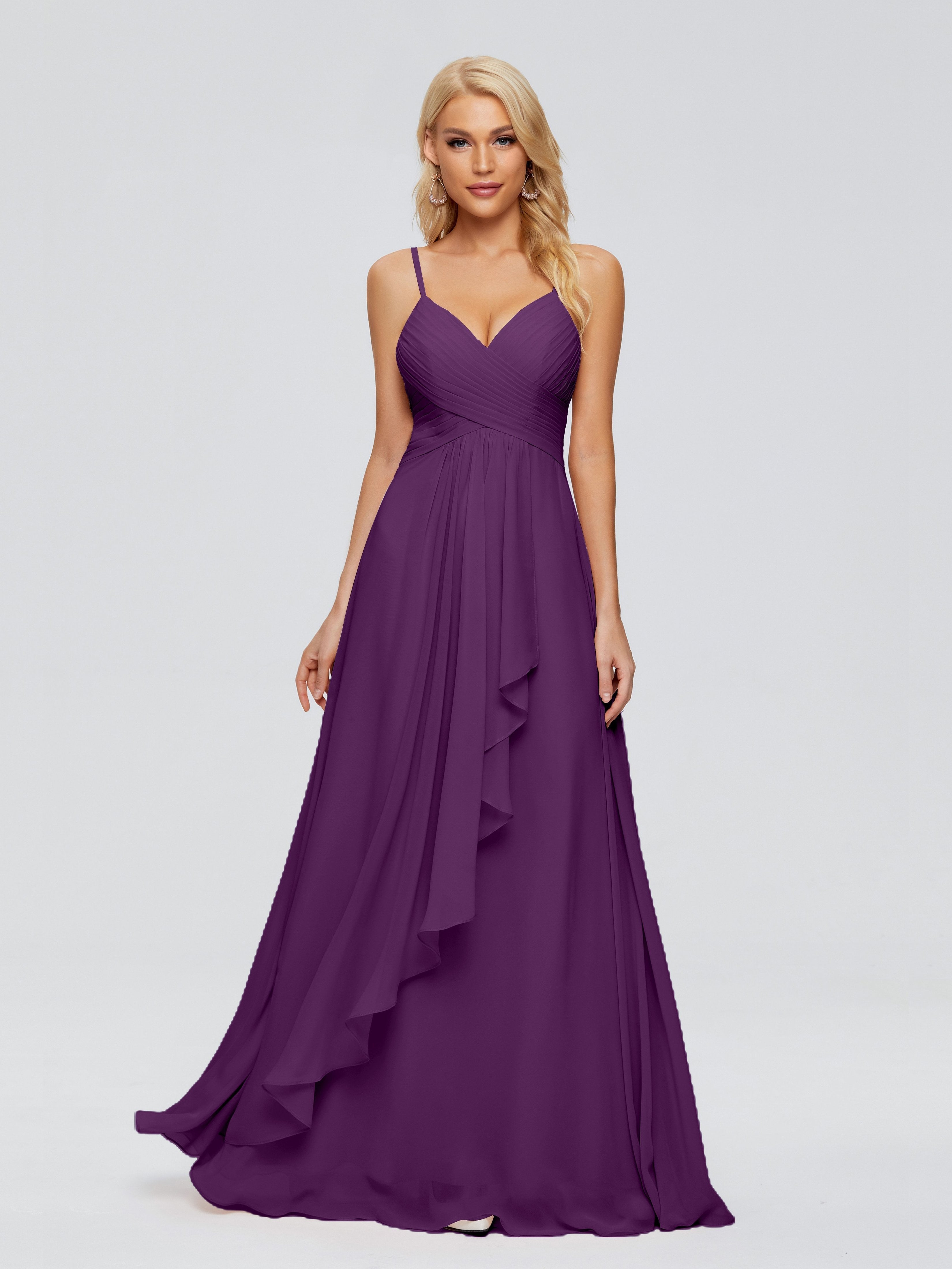 Grape Purple Bridesmaid Dresses Isla Cute Spaghetti Straps Chiffon Bri Grape Purple Bridesmaid Dresses Isla Cute Spaghetti Straps Chiffon Bri