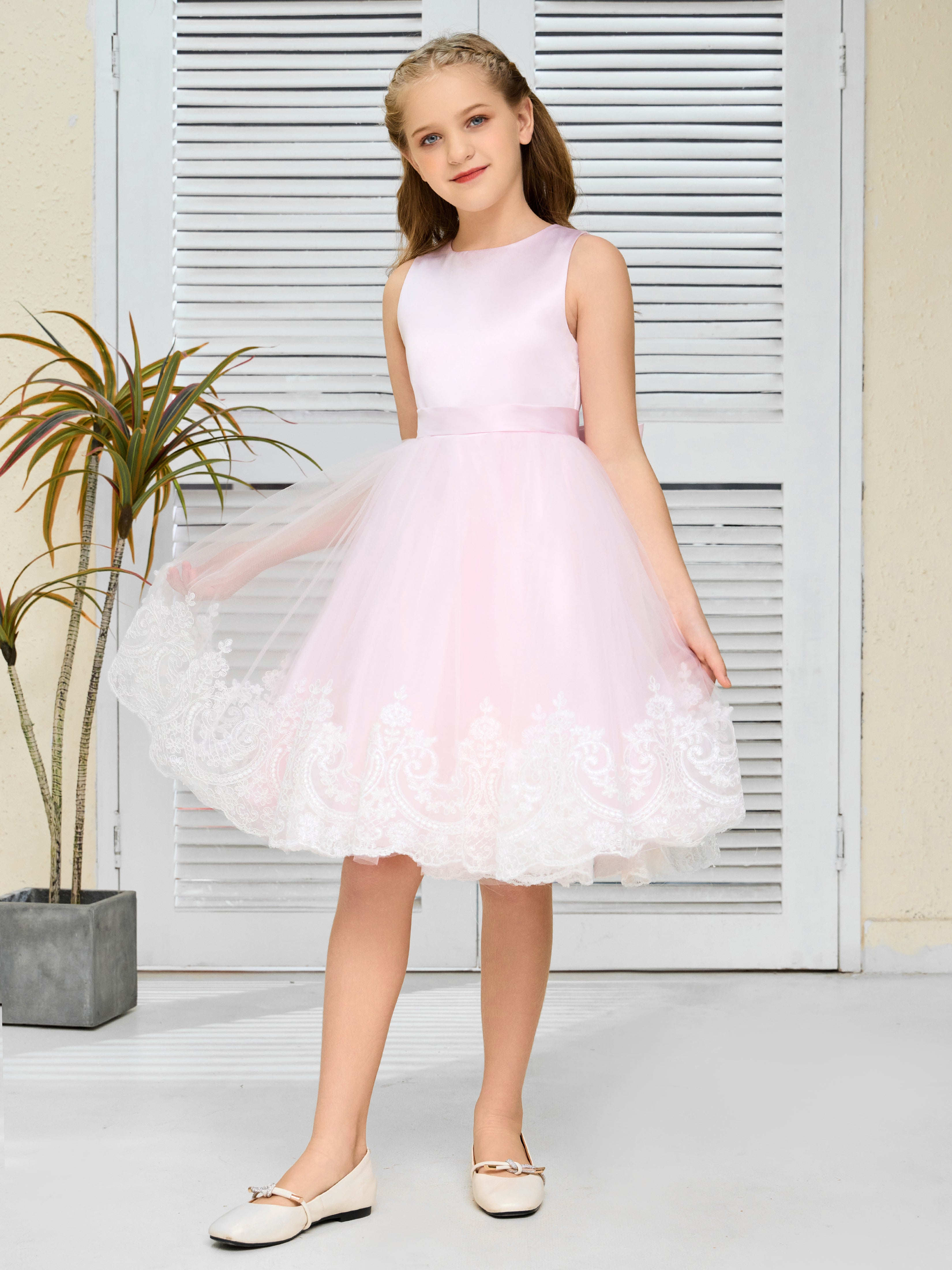 Jewel Tulle Short Flower Girl Dresses