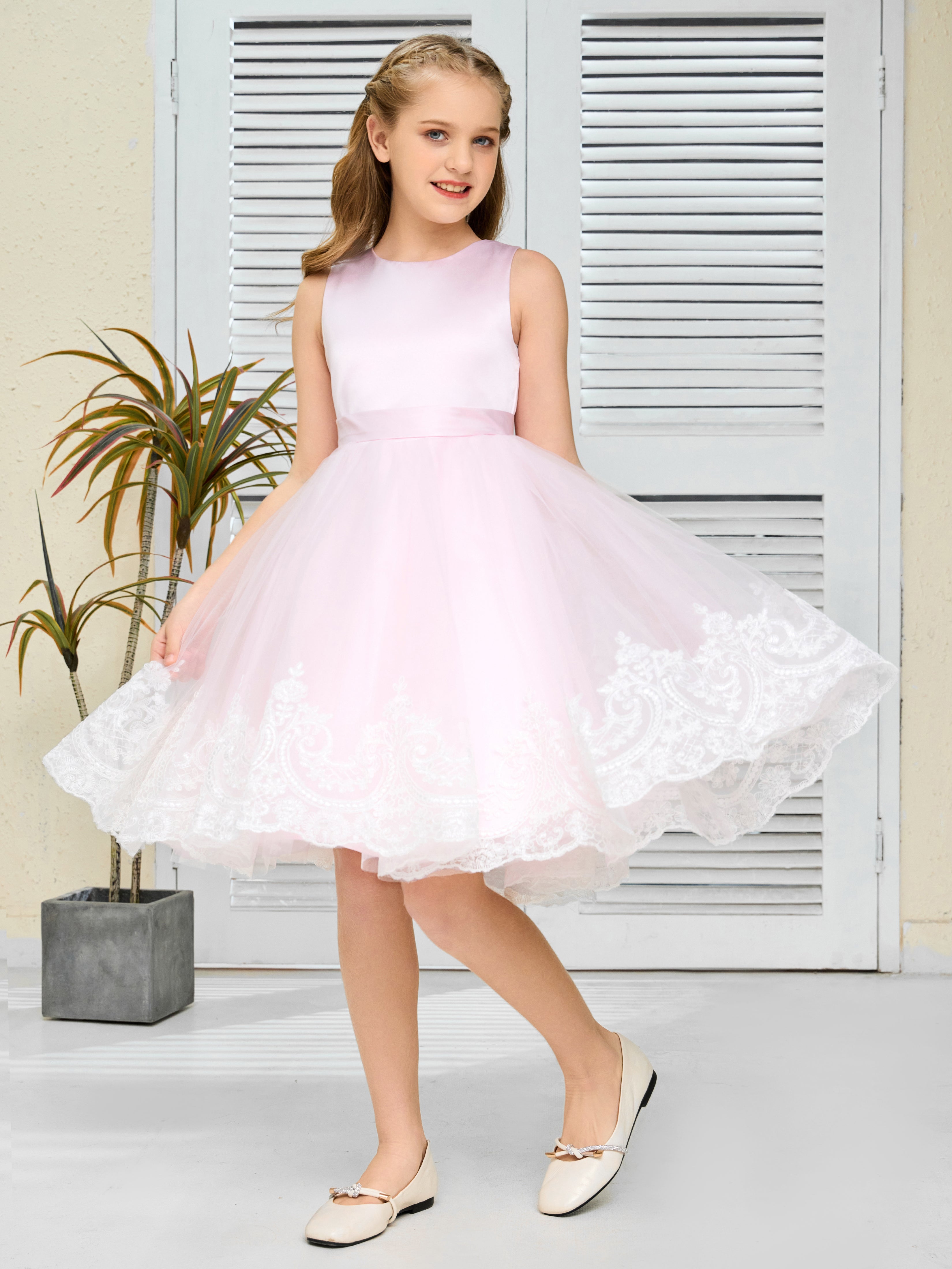 Jewel Tulle Short Flower Girl Dresses