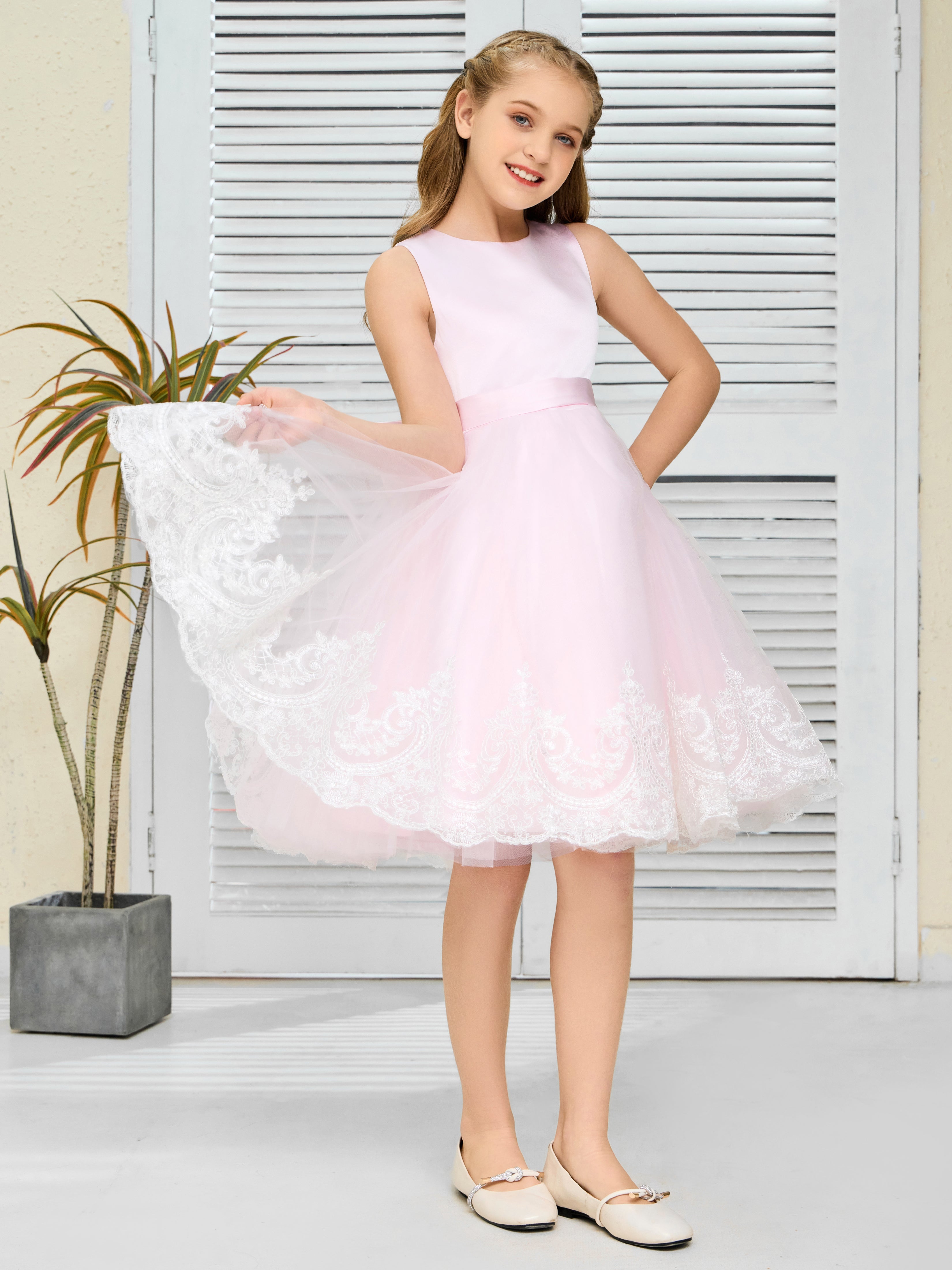 Jewel Tulle Short Flower Girl Dresses