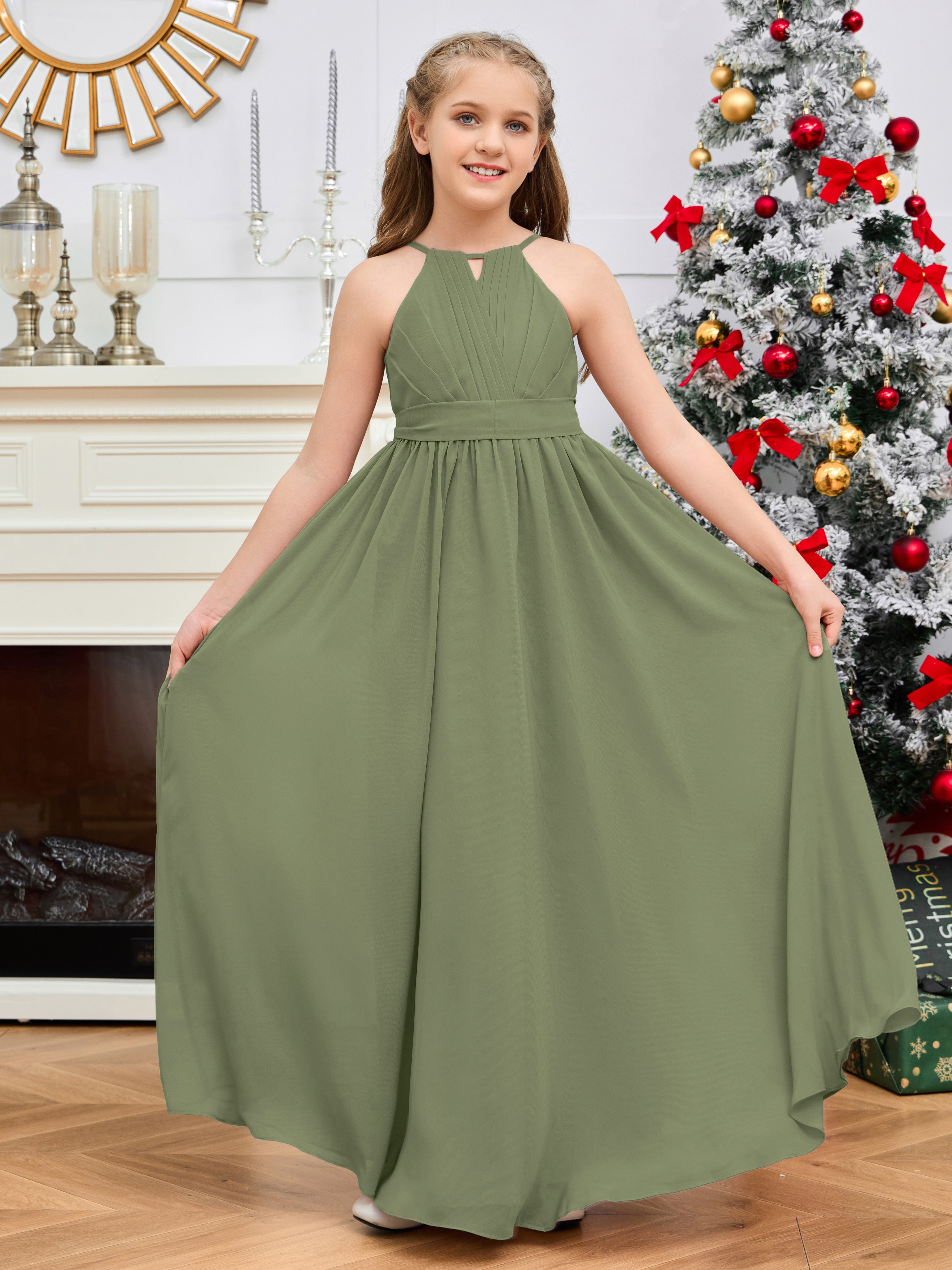 Jewel Zipper Back Long Chiffon Junior Bridesmaid Dress Jewel Zipper Back Long Chiffon Junior Bridesmaid Dress