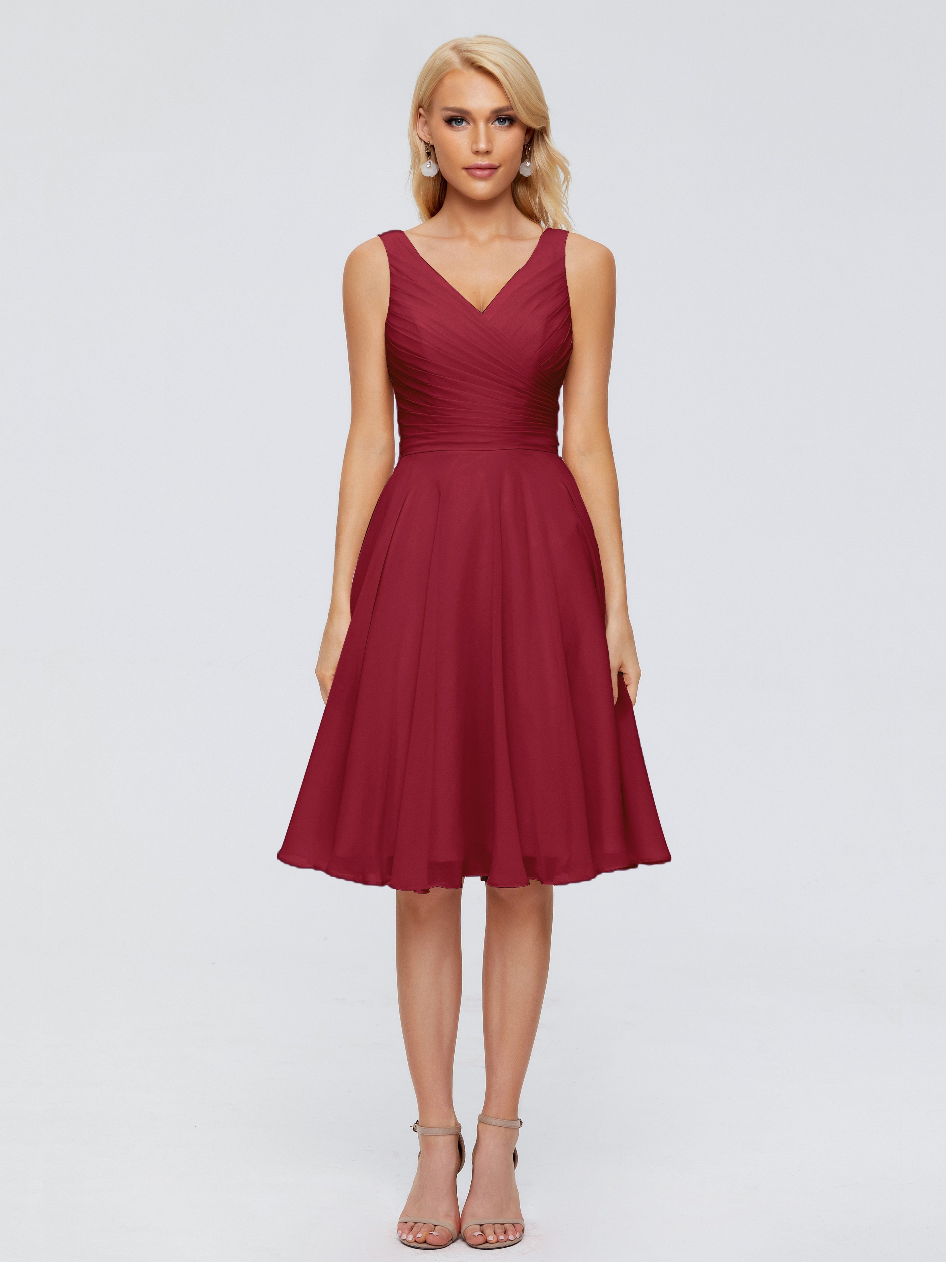Burgundy Bridesmaid Dress Uk Jocelyn Lovely V-Neck Short Chiffon Bride Burgundy Bridesmaid Dress Uk Jocelyn Lovely V-Neck Short Chiffon Bride