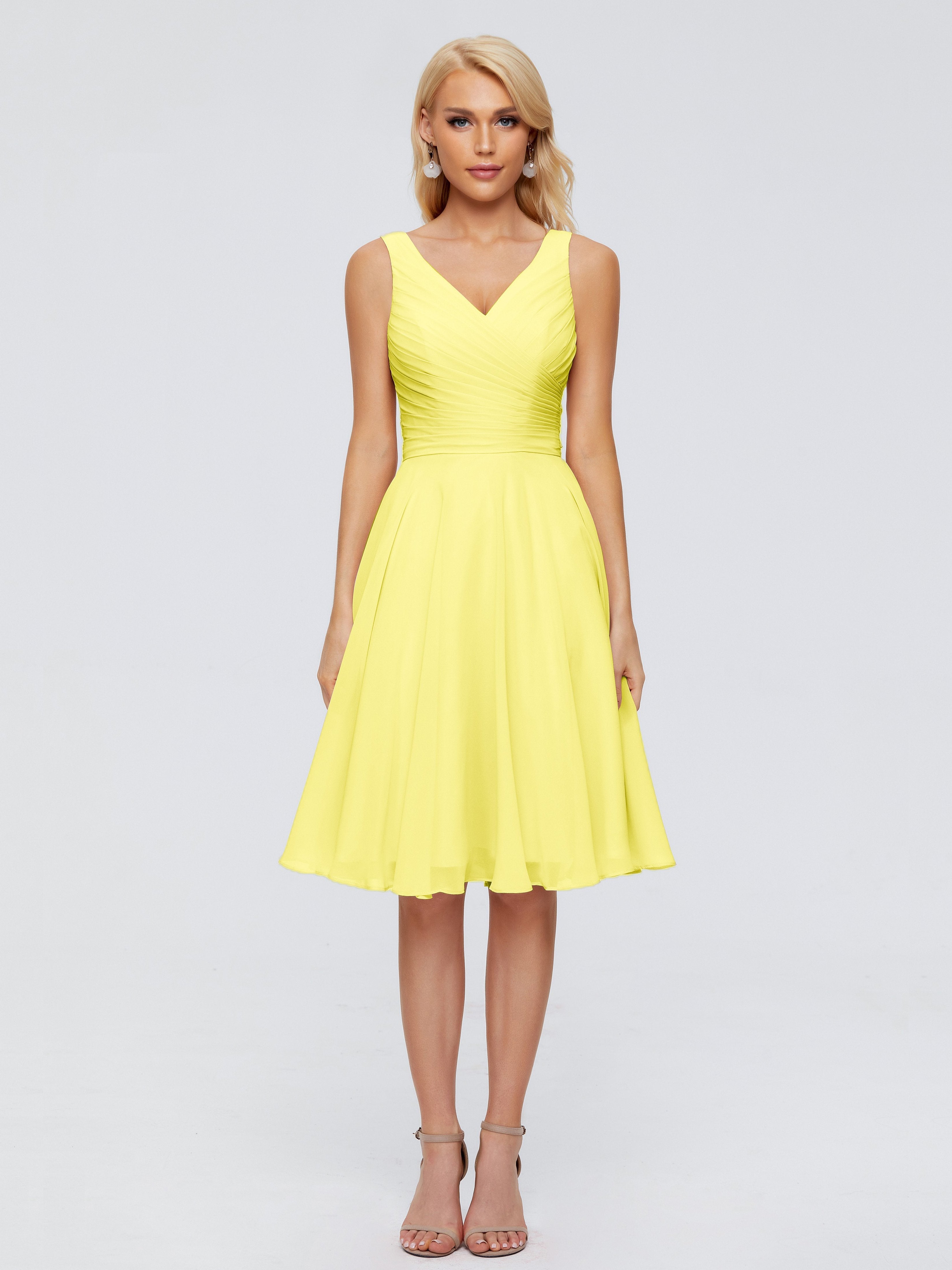 Lemon Short Bridesmaid Dresses Jocelyn Lovely V-Neck Short Chiffon Bri Lemon Short Bridesmaid Dresses Jocelyn Lovely V-Neck Short Chiffon Bri