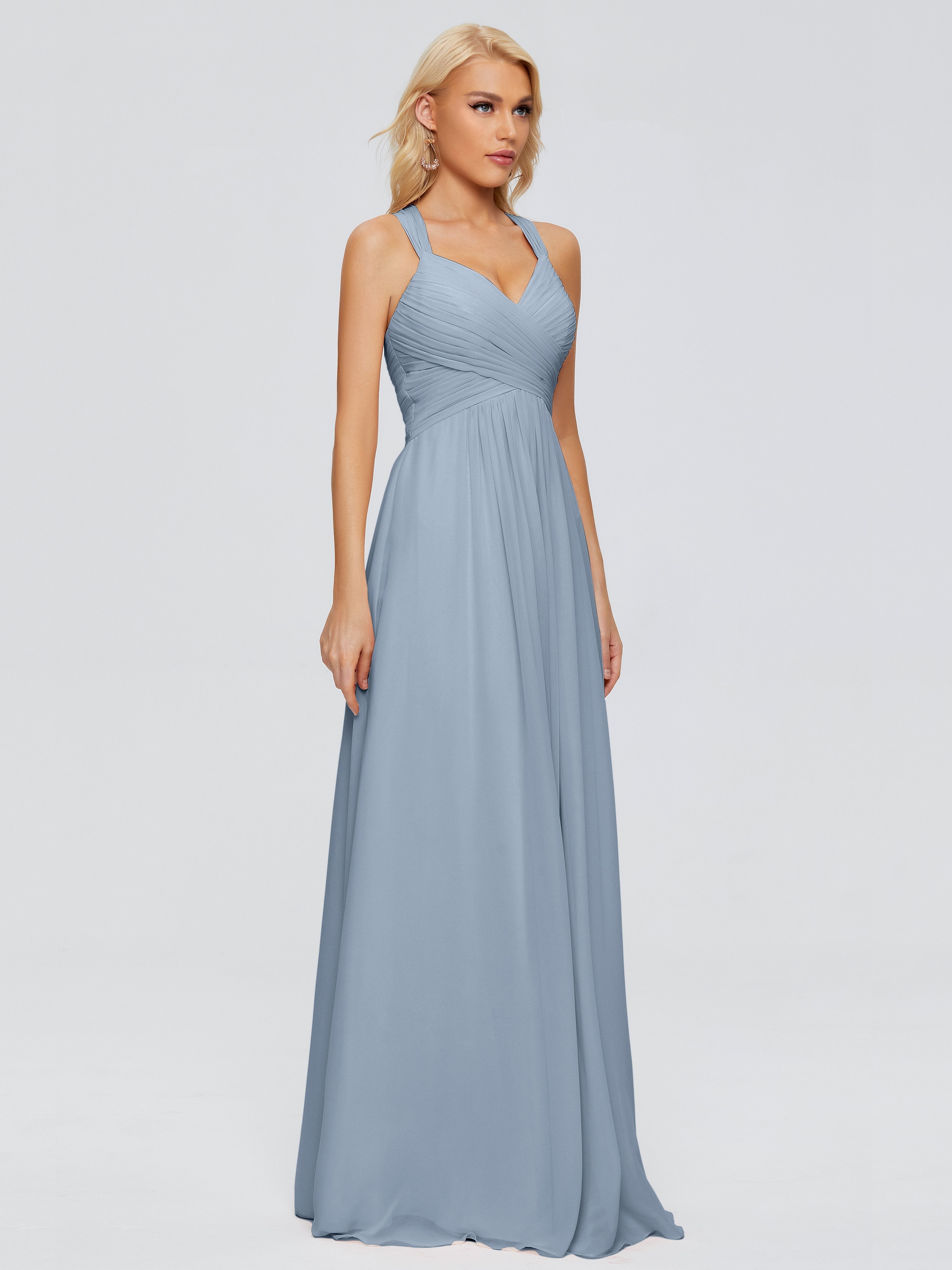 Modest Bridesmaid Dresses Dusty Blue Josephine A-line Spaghetti Straps Modest Bridesmaid Dresses Dusty Blue Josephine A-line Spaghetti Straps