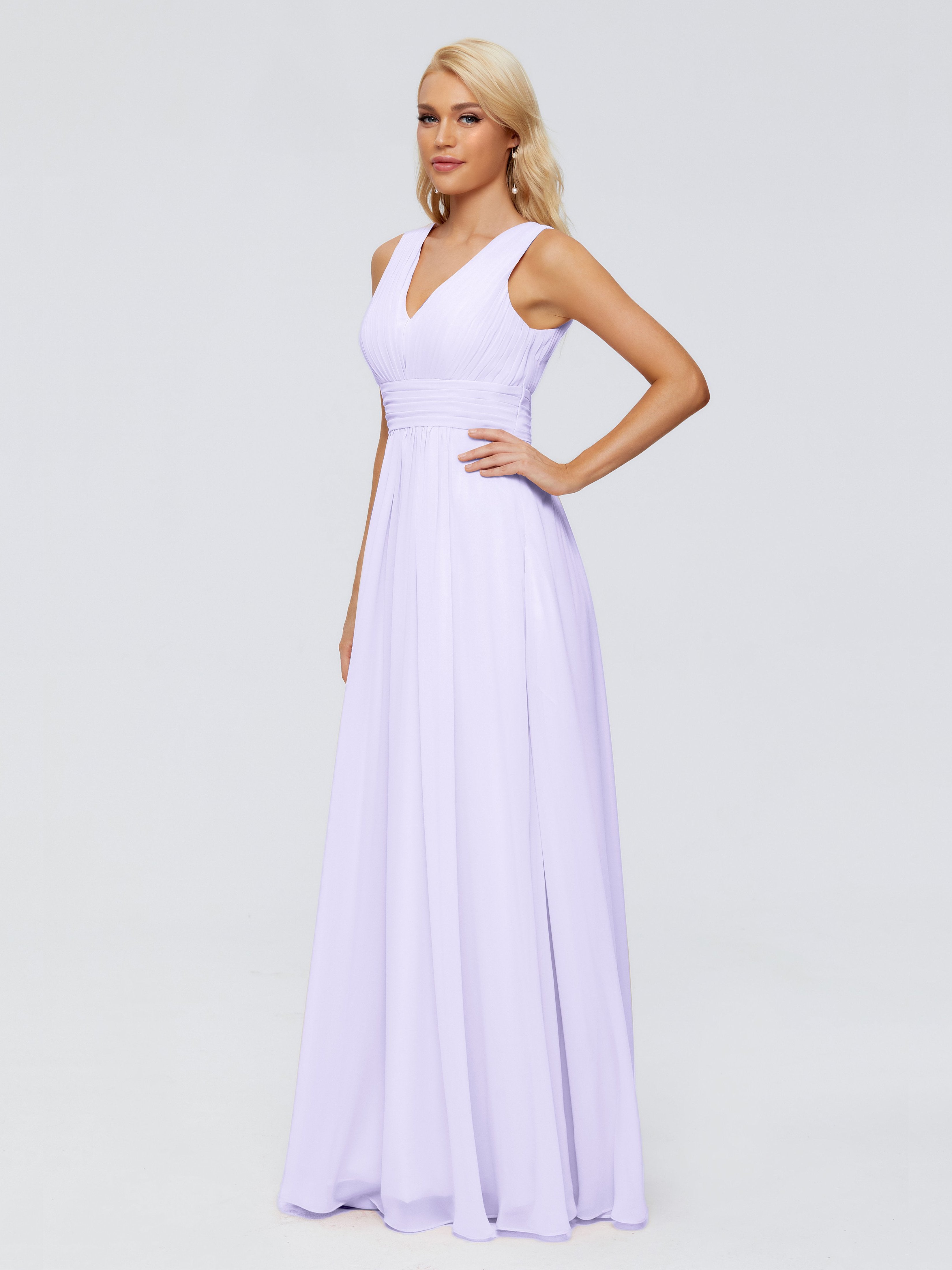 Lilac Purple Bridesmaid Dresses Juliana Modest A-Line Chiffon Bridesma