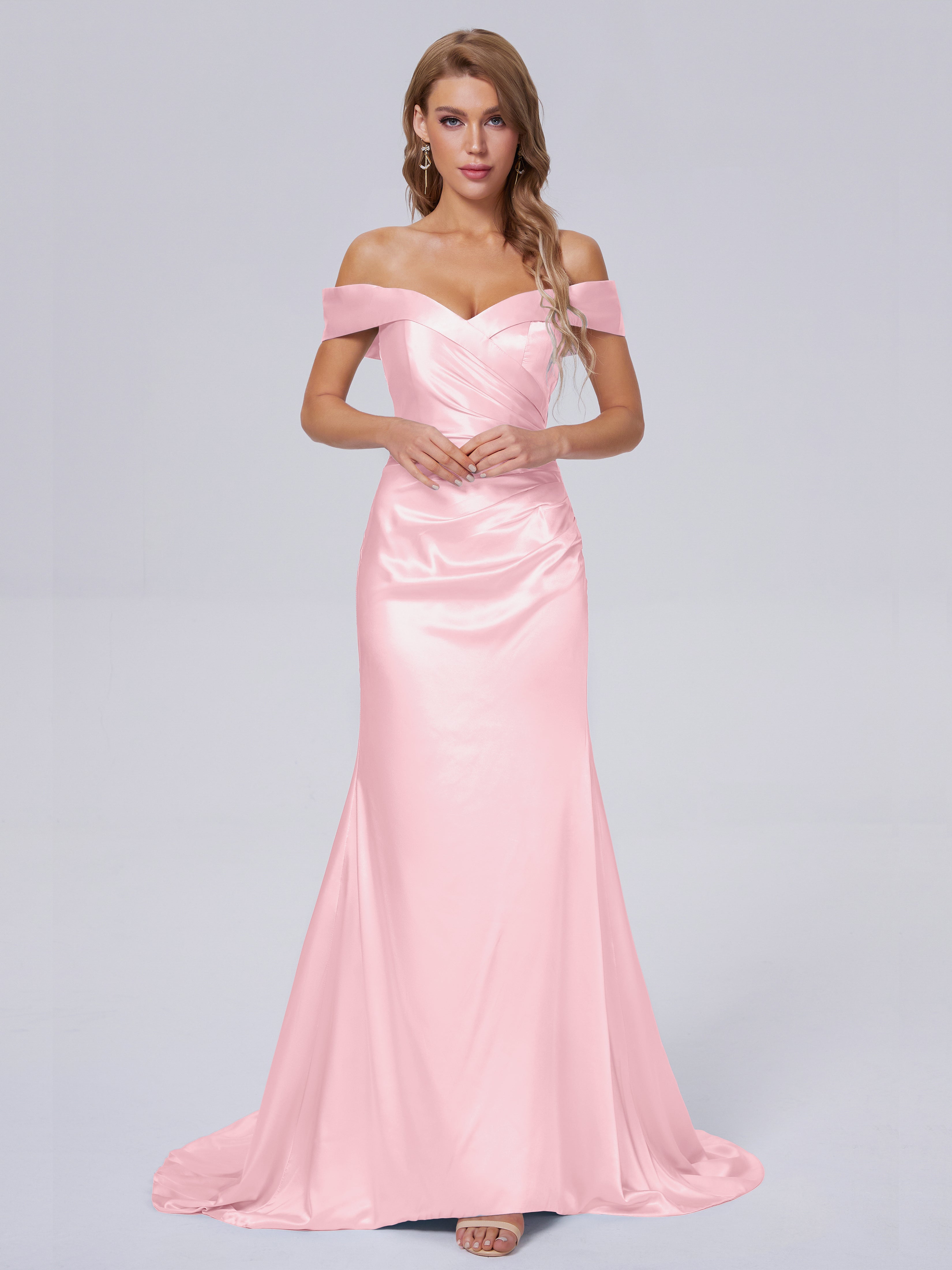 Modest Blush Pink Bridesmaid Dress Hourglass Soft Satin Bridesmaid Dre Modest Blush Pink Bridesmaid Dress Hourglass Soft Satin Bridesmaid Dre